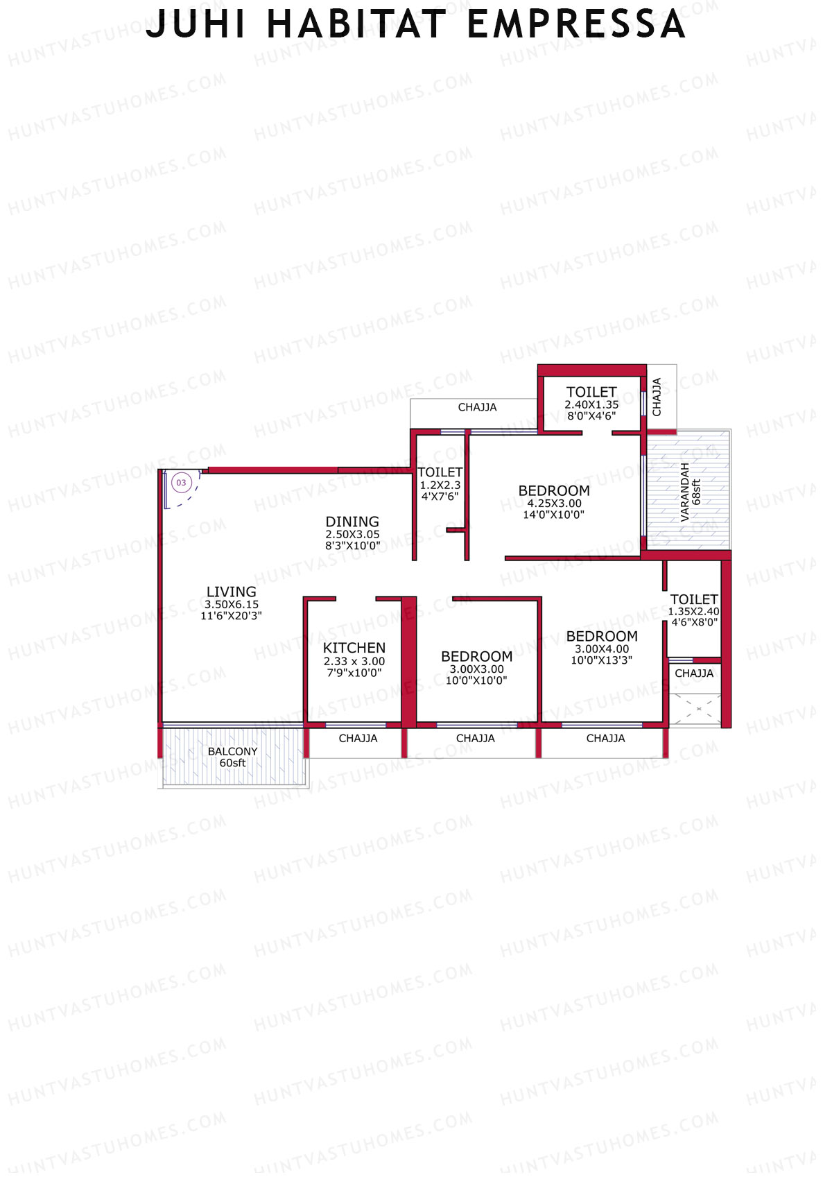 Juhi Habitat Empressa Tower 1 Unit 3 Floor Plan