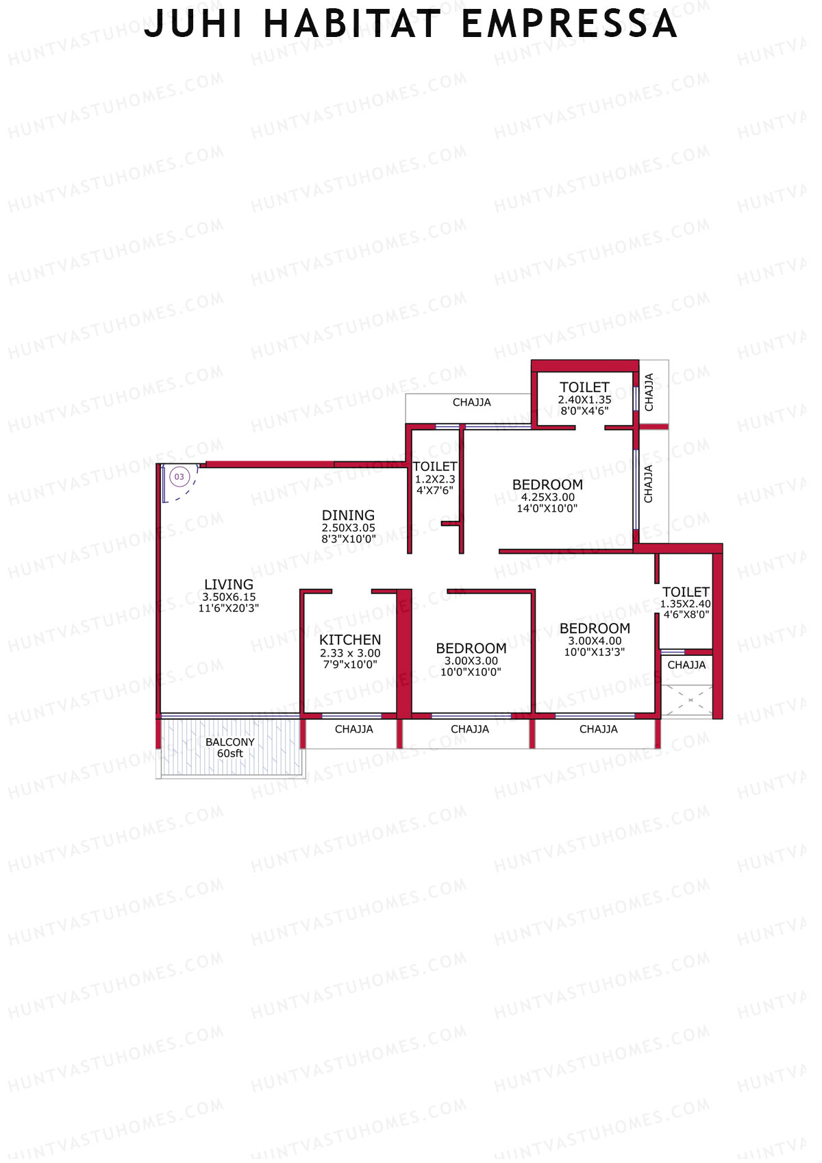 Juhi Habitat Empressa Tower 1 Unit 3 Floor Plan