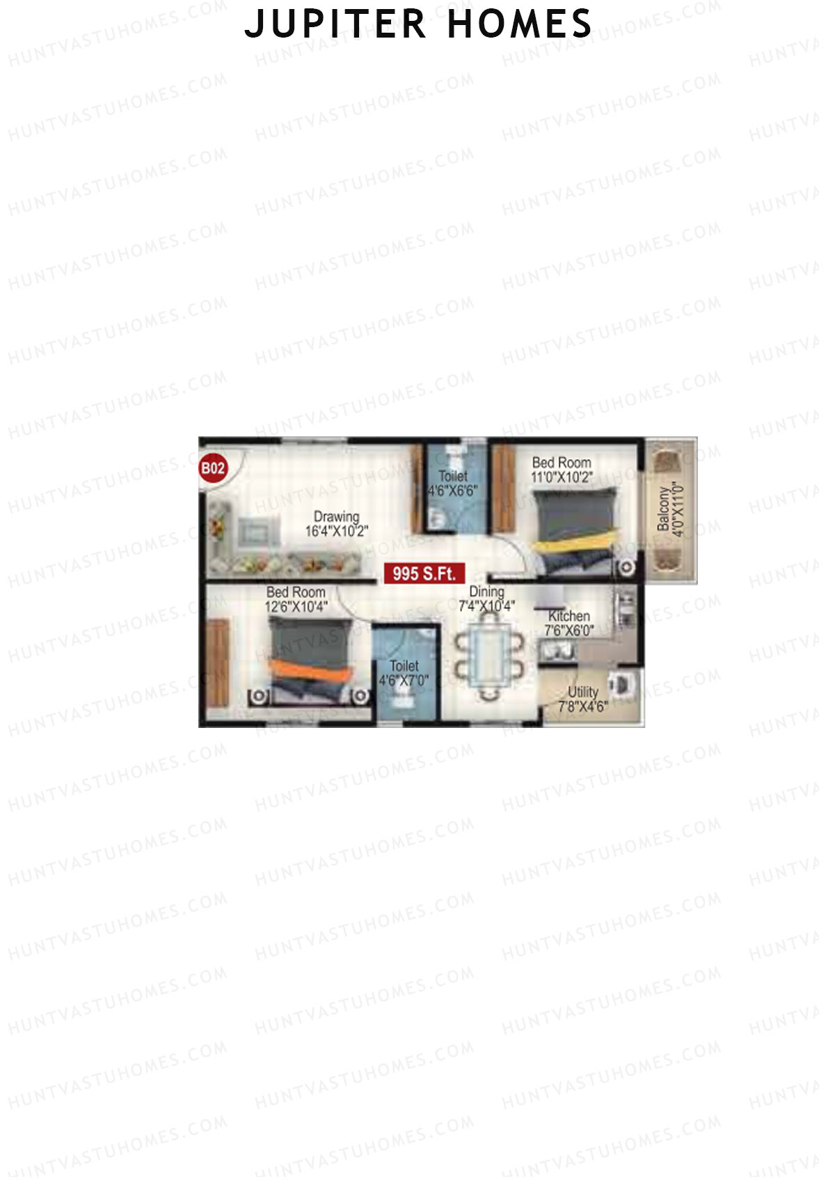 Jupiter Homes Block B Unit 2 Floor Plan