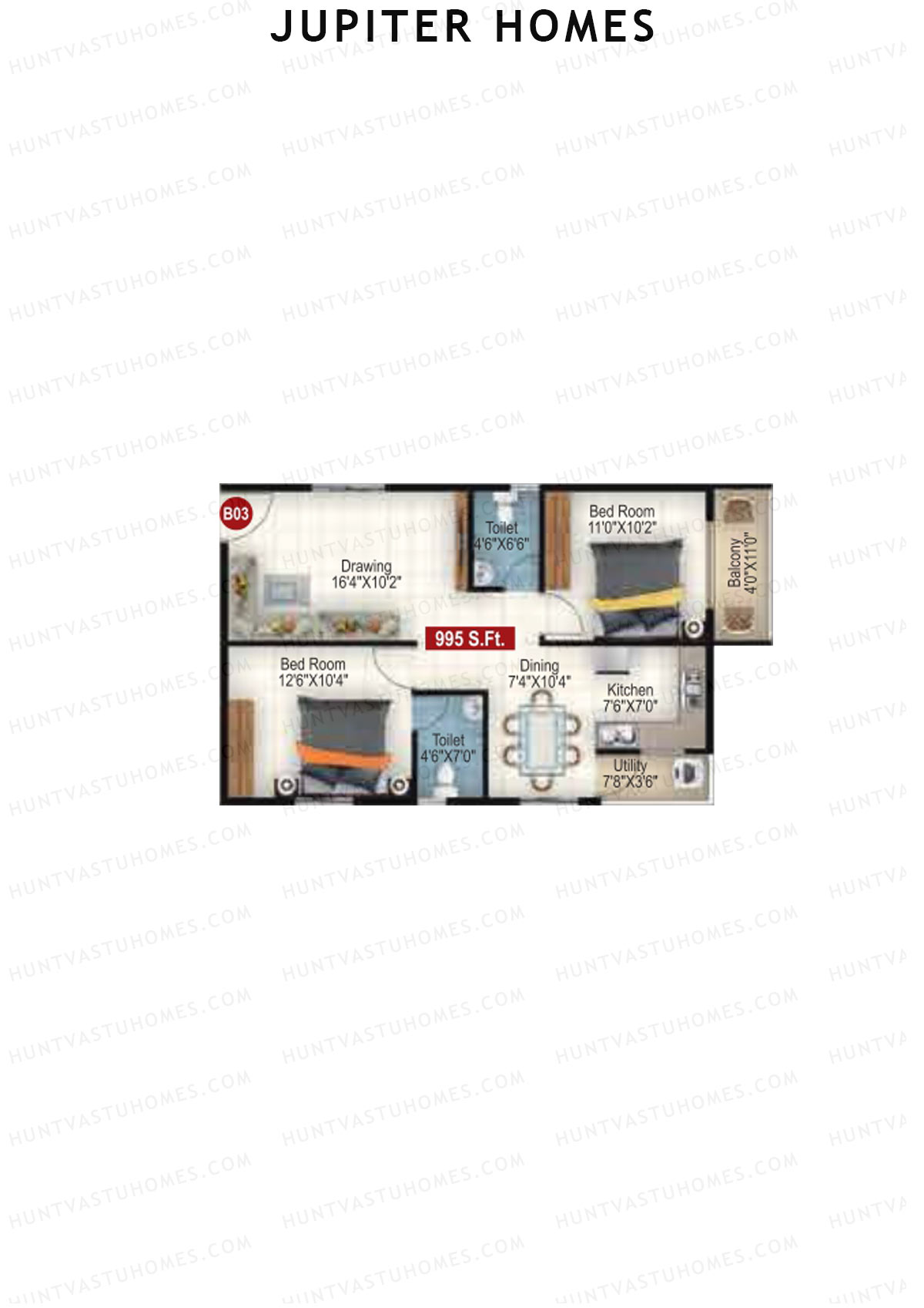 Jupiter Homes Block B Unit 3 Floor Plan