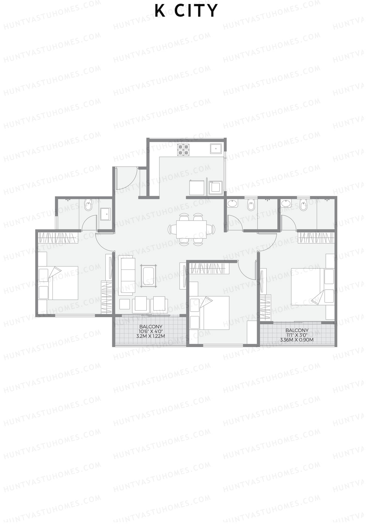 K City Tower H Unit 3 Floor Plan