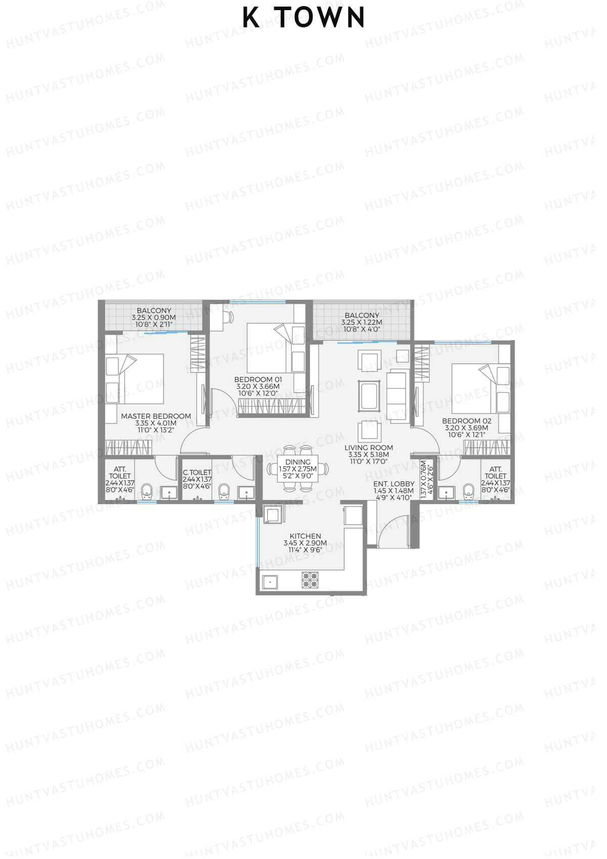 K Town Tower B2 Unit 1 Floor Plan