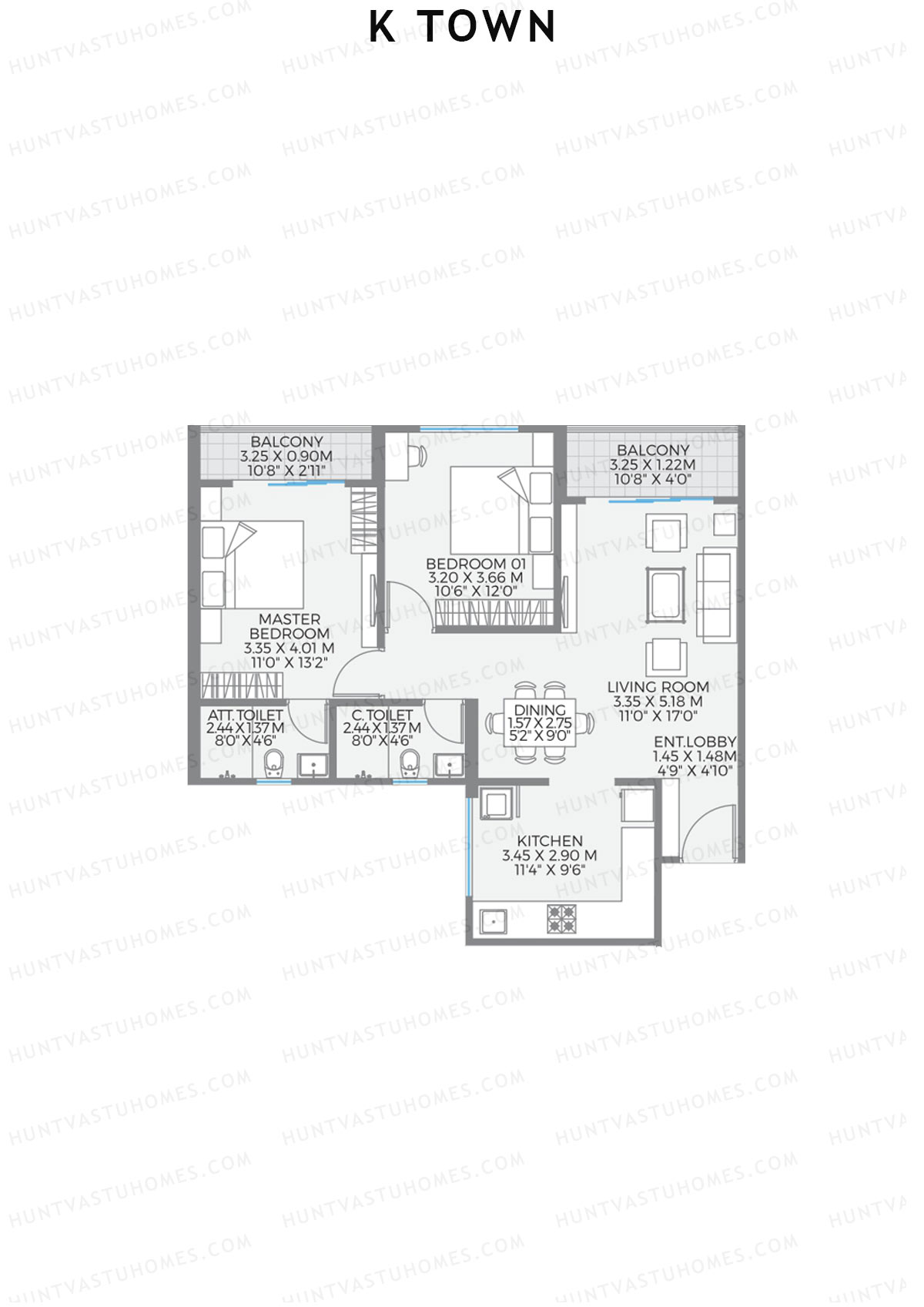 K Town Tower B2 Unit 1 Floor Plan