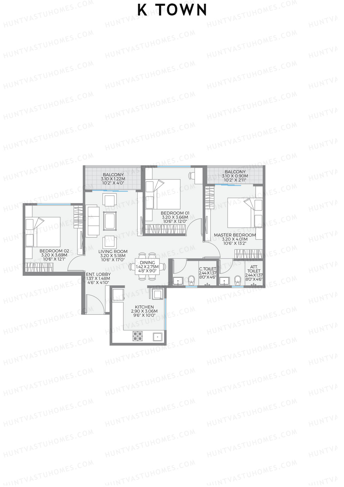K Town Tower B2 Unit 2 Floor Plan