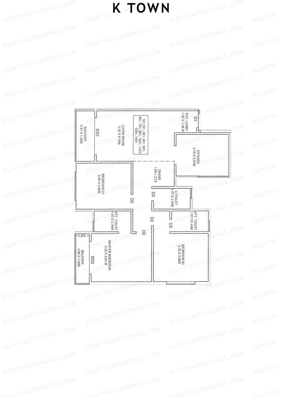 K Town Tower C2 Unit 1 Floor Plan