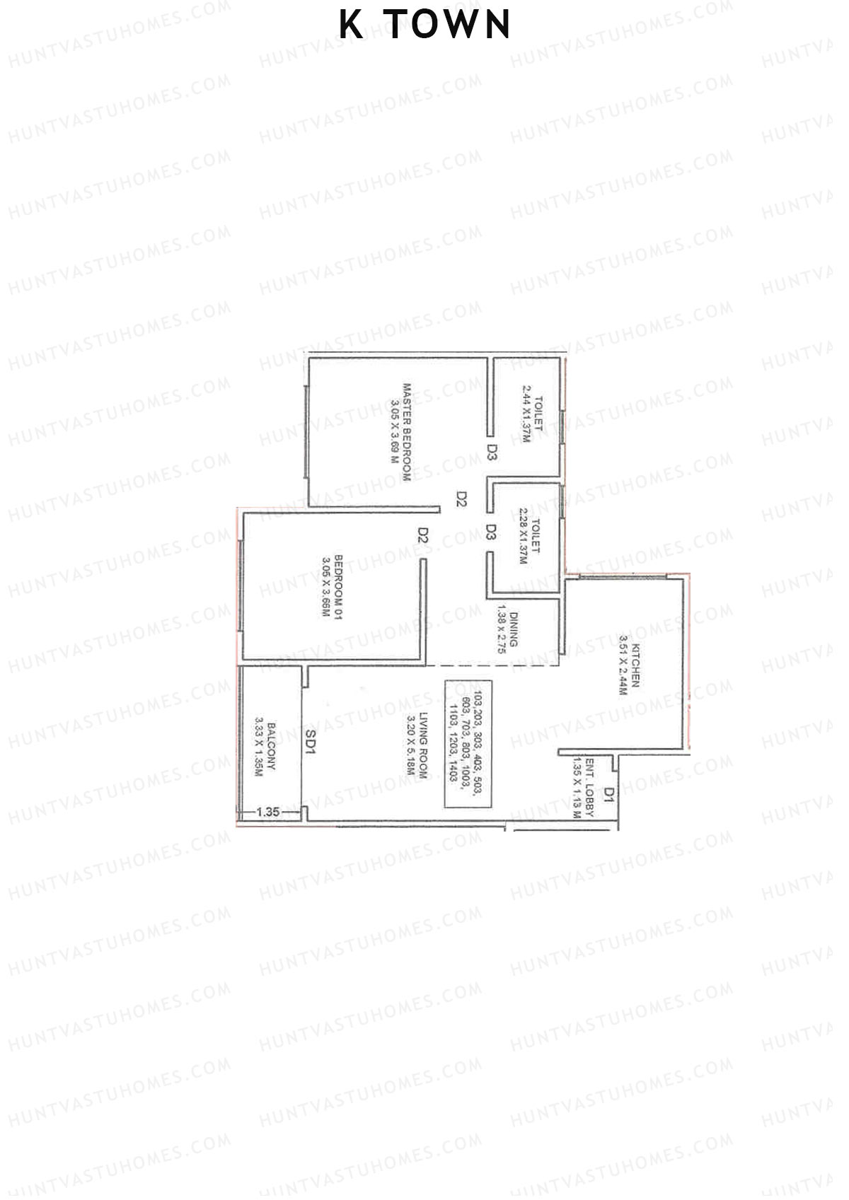K Town Tower C2 Unit 3 Floor Plan