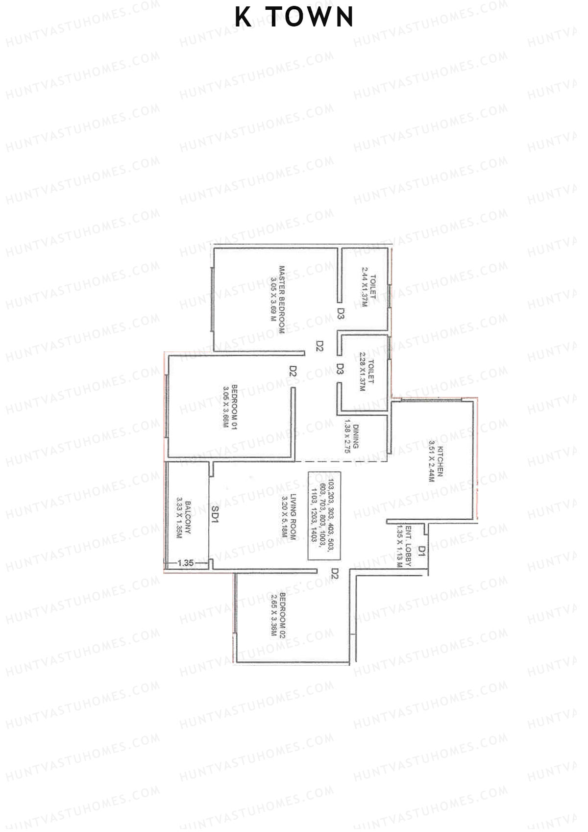 K Town Tower C2 Unit 3 Floor Plan