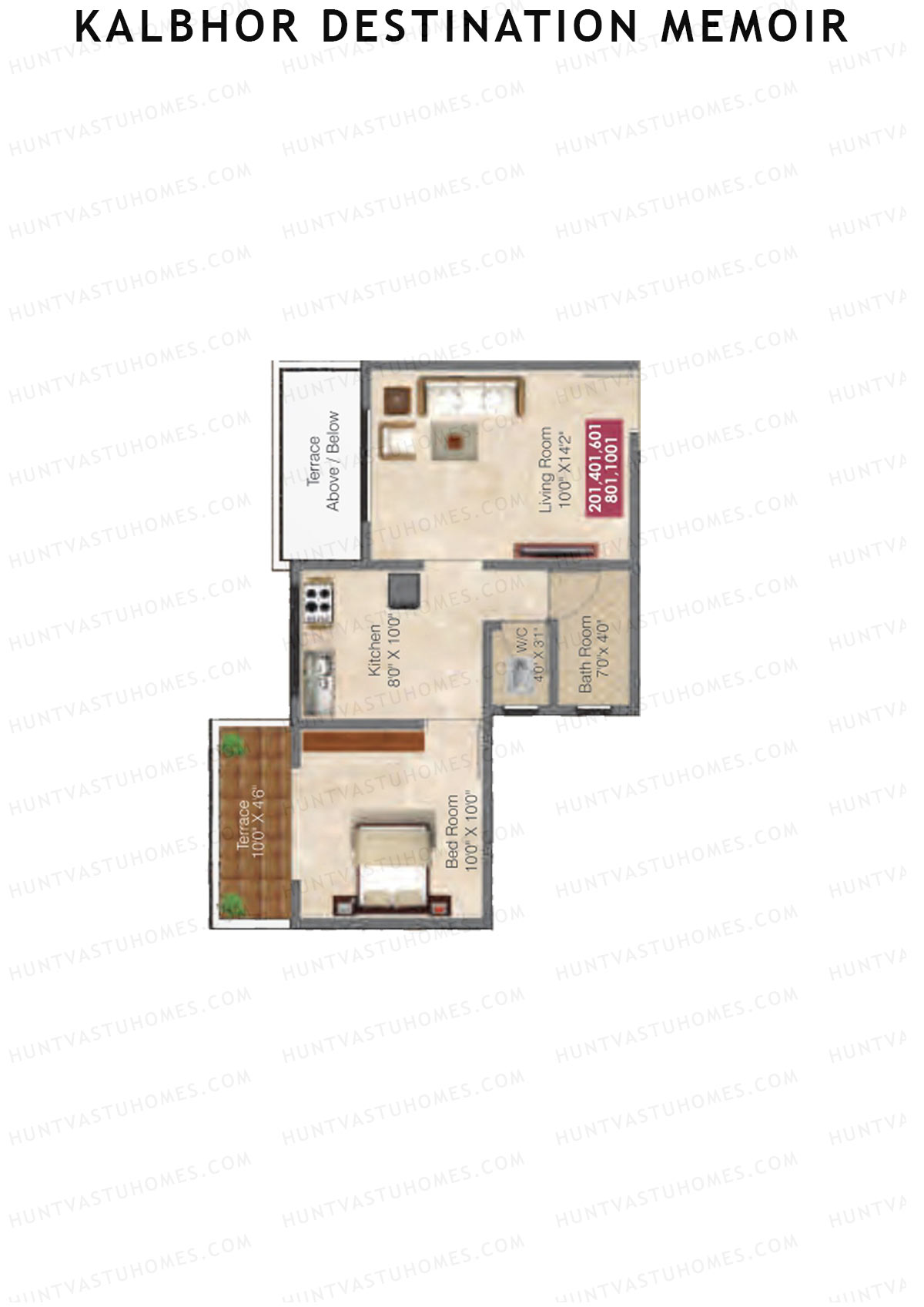 Kalbhor Destination Memoir Tower B Unit 1 Floor Plan