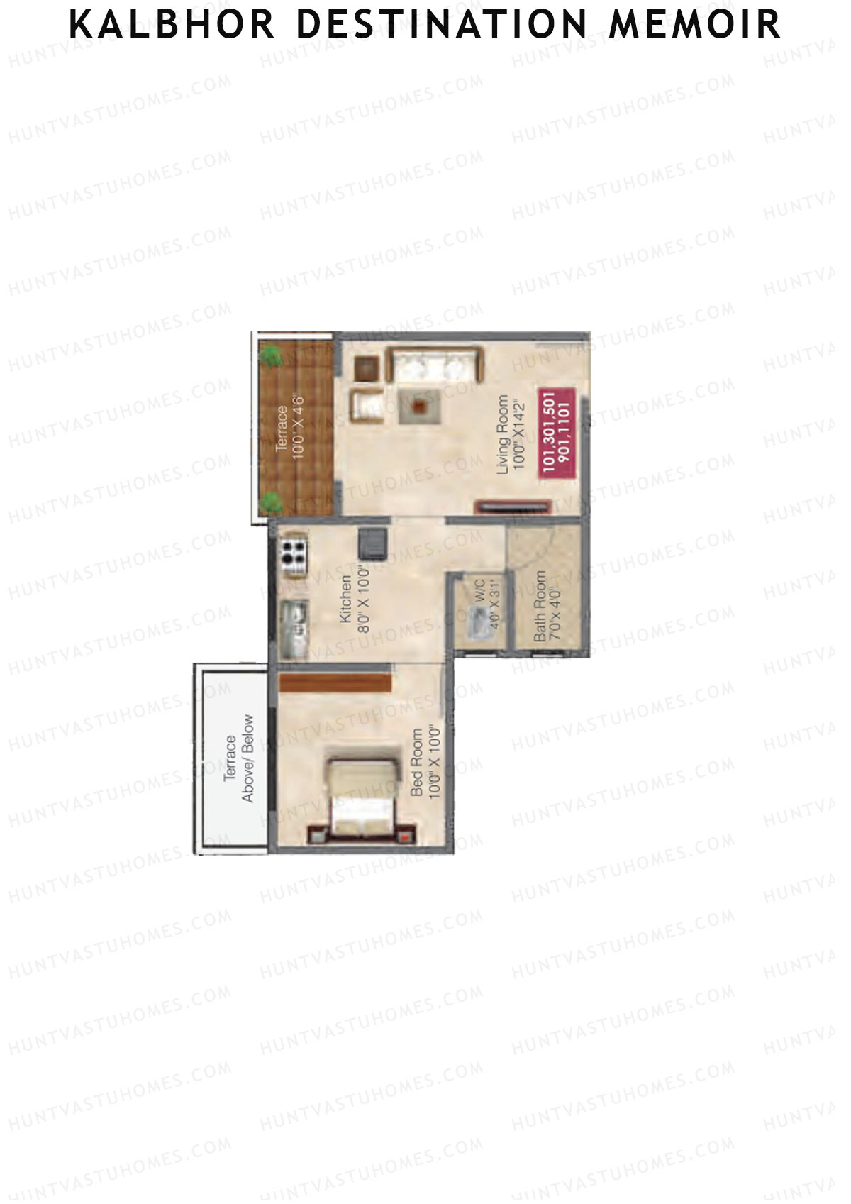 Kalbhor Destination Memoir Tower B Unit 1 Floor Plan