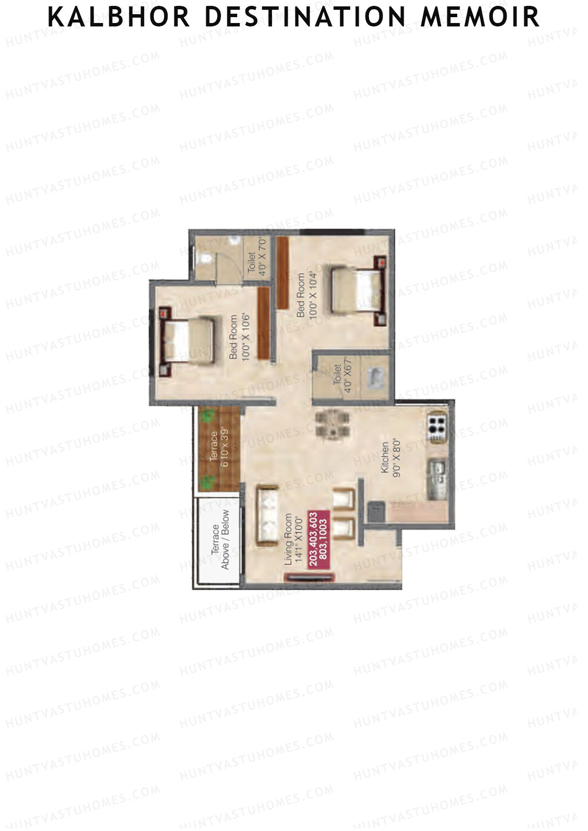 Kalbhor Destination Memoir Tower B Unit 3 Floor Plan