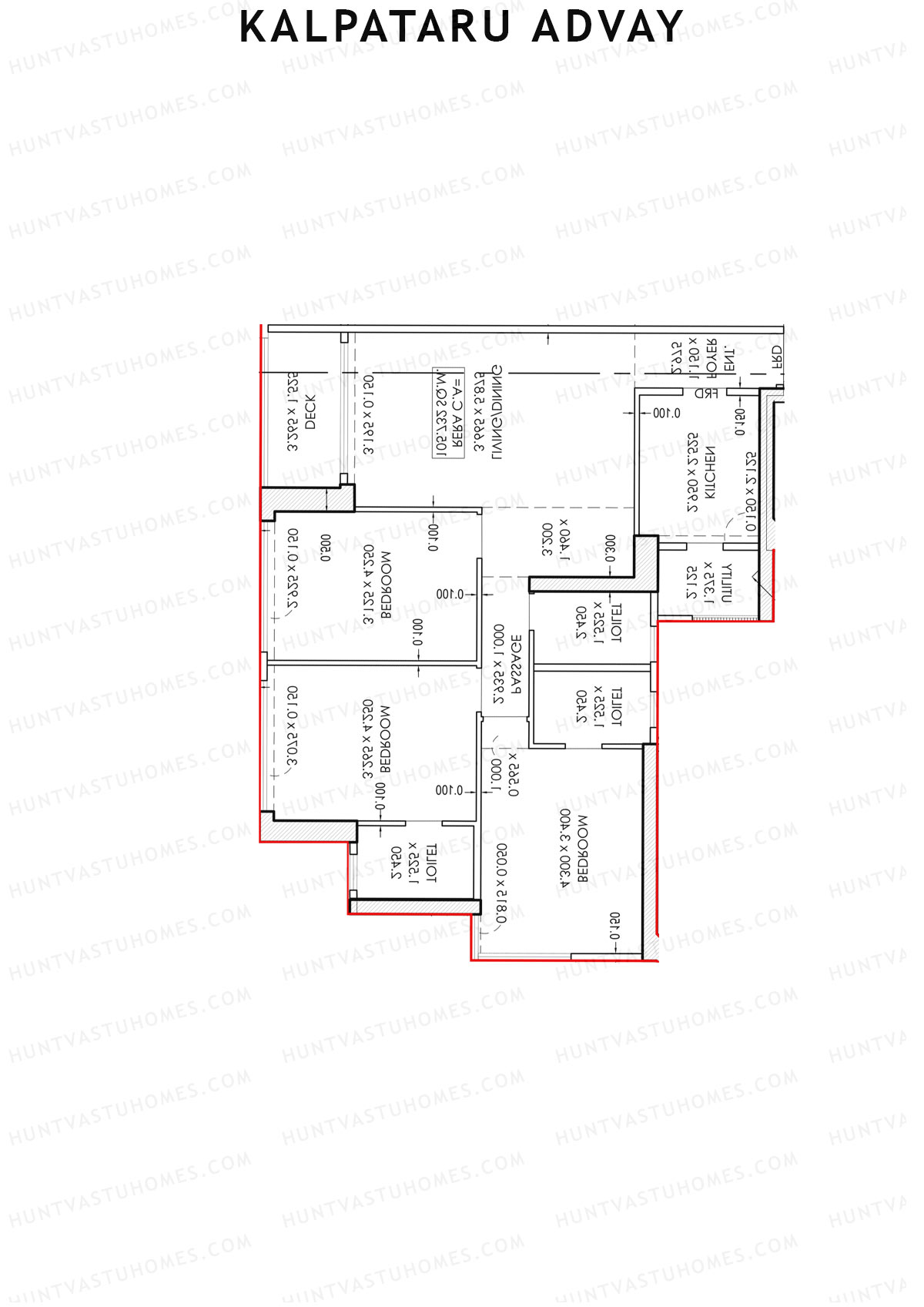Kalpataru Advay Wing B Unit 3 Floor Plan