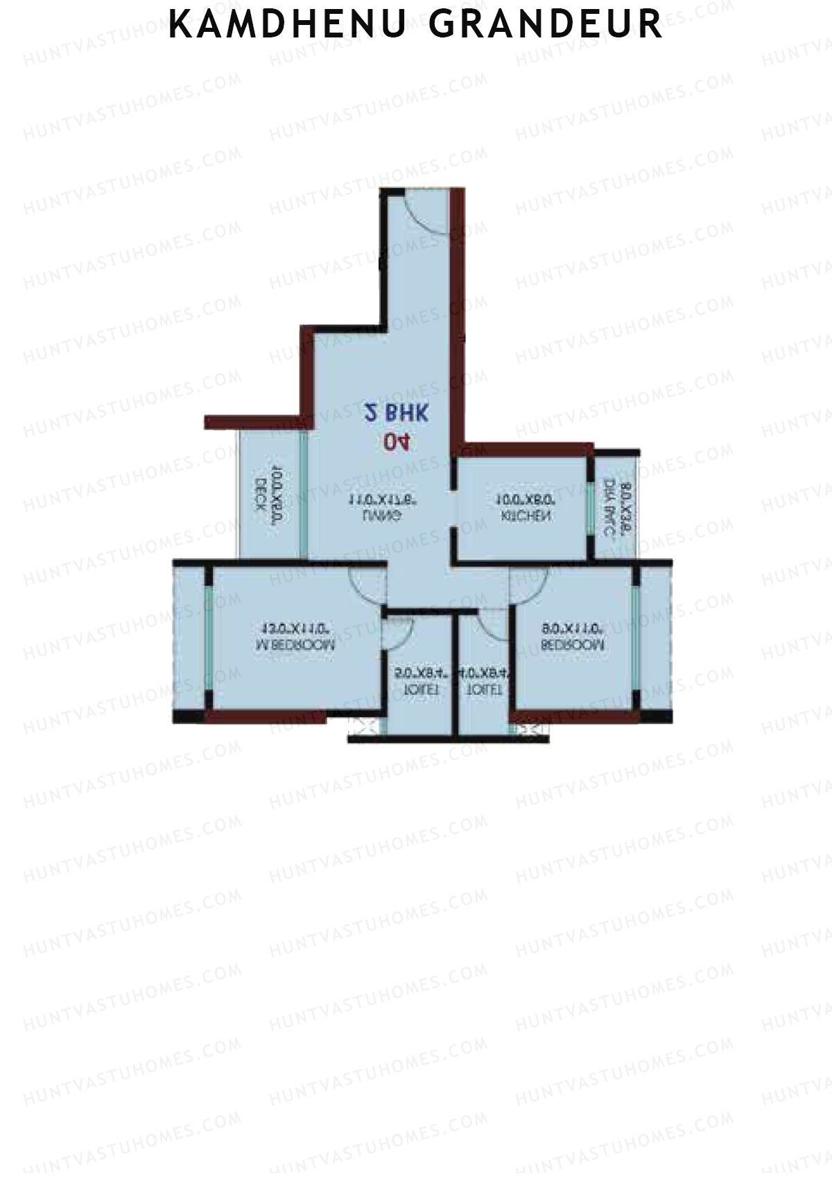 Kamdhenu Grandeur, Tower A, Unit 1, 2BHK, Carpet Area 785   sq ft 