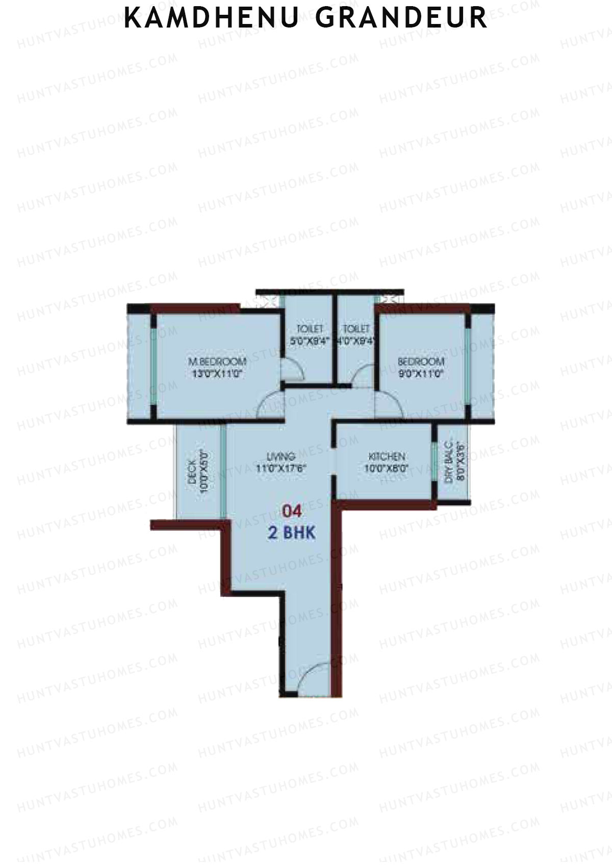 Kamdhenu Grandeur, Tower A, Unit 4, 2BHK, Carpet Area 785   sq ft 
