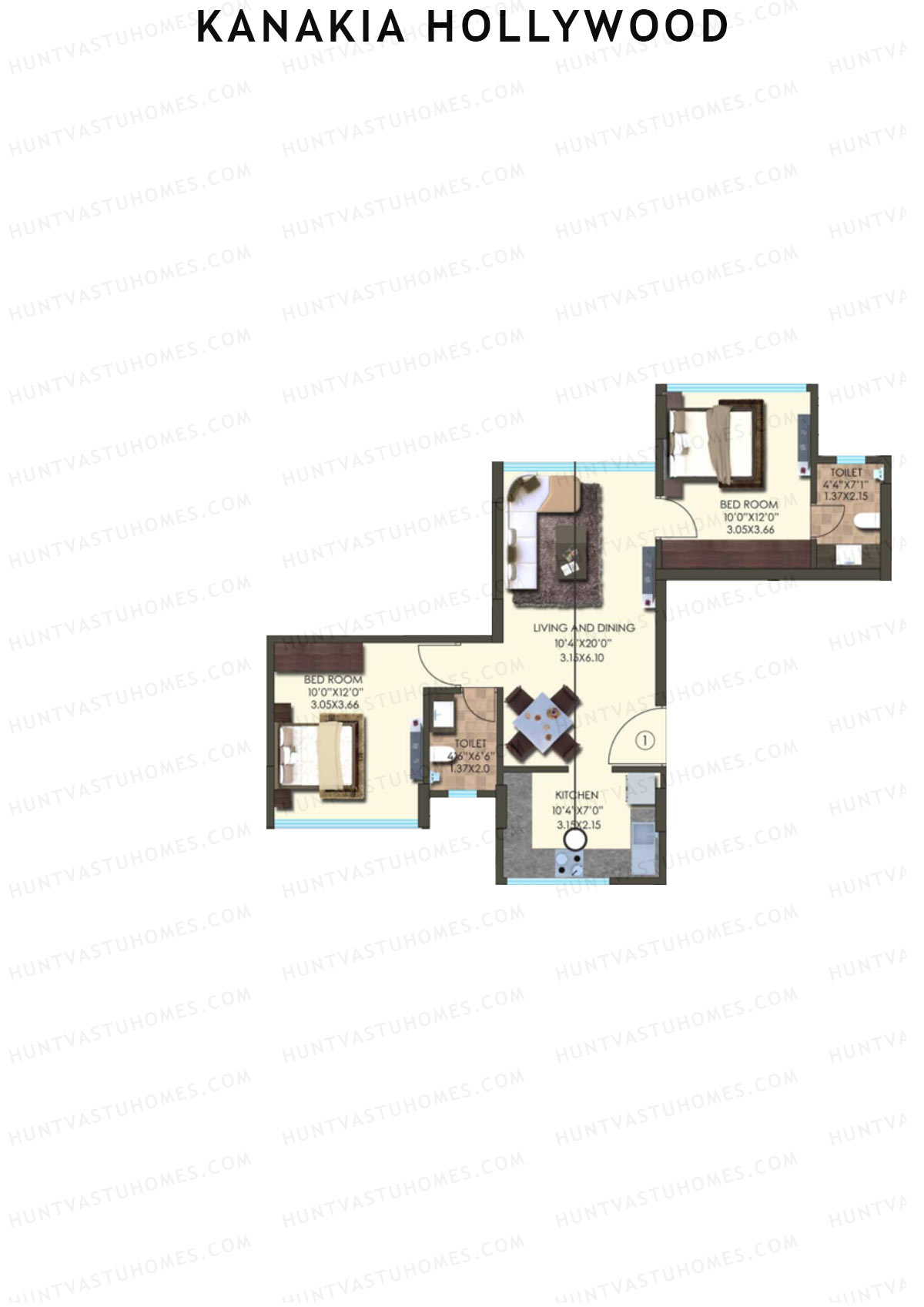 Kanakia Hollywood Wing B Unit 1 Floor Plan