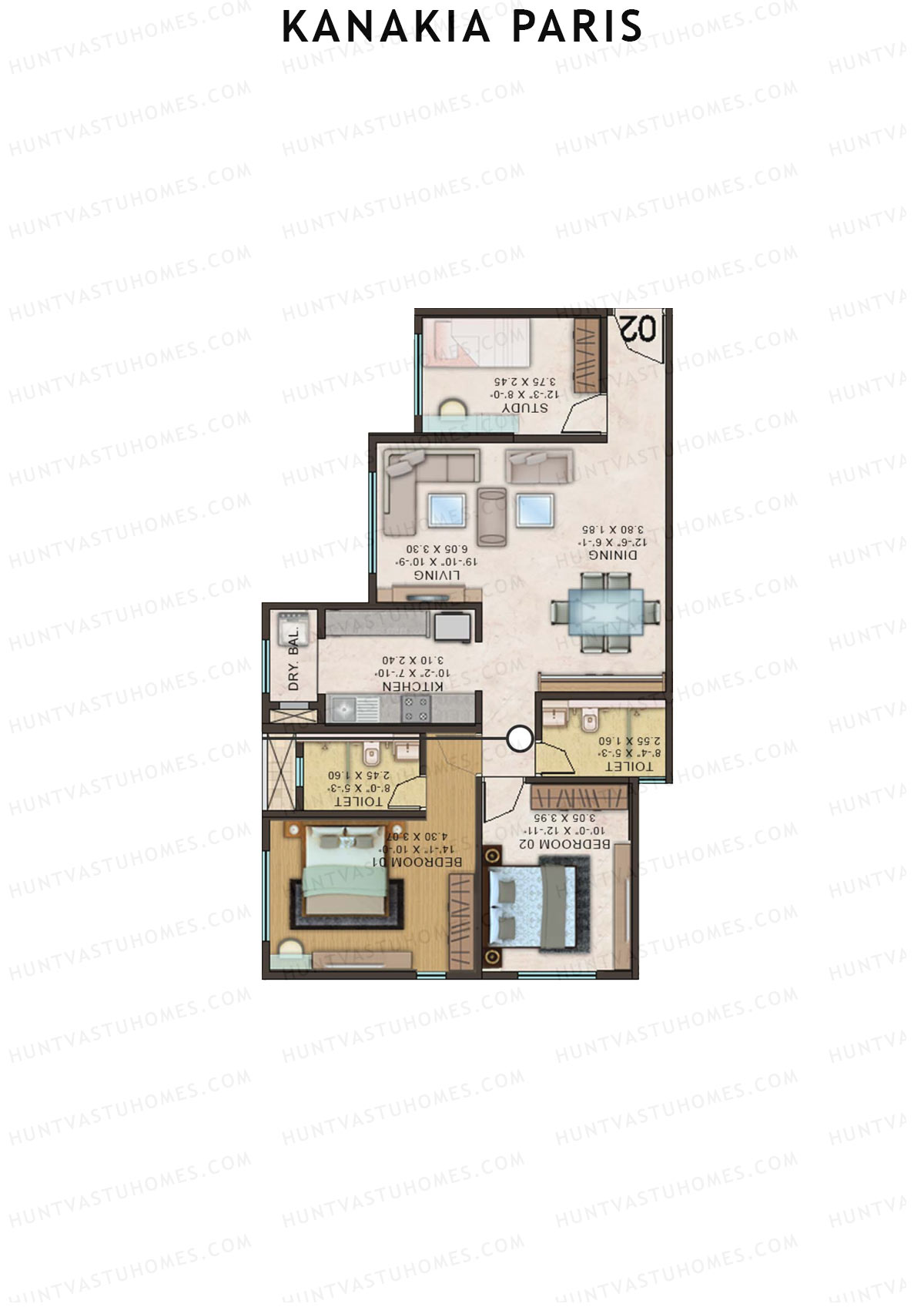 Kanakia Paris Wing A Unit 2 Floor Plan