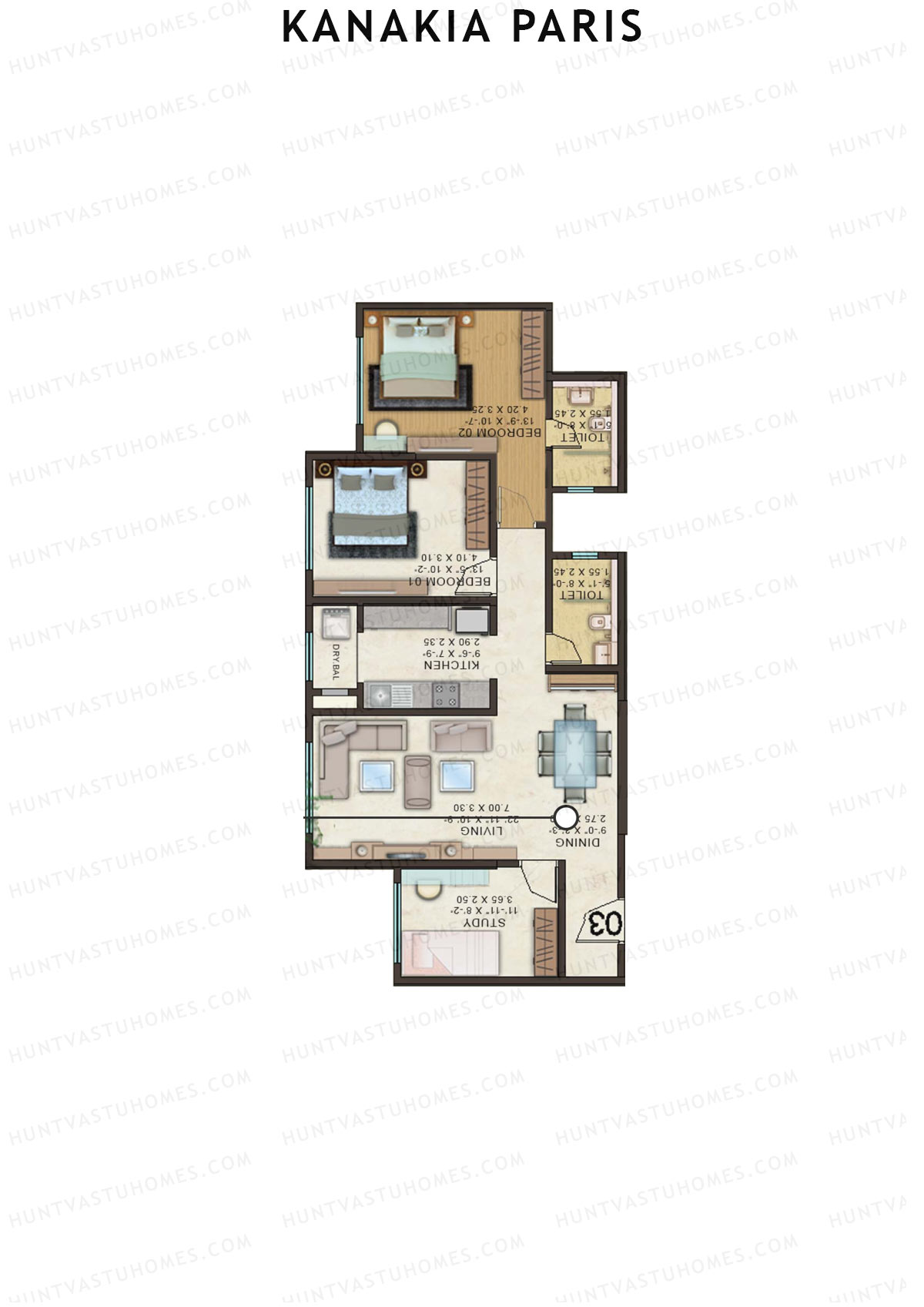 Kanakia Paris Wing A Unit 3 Floor Plan