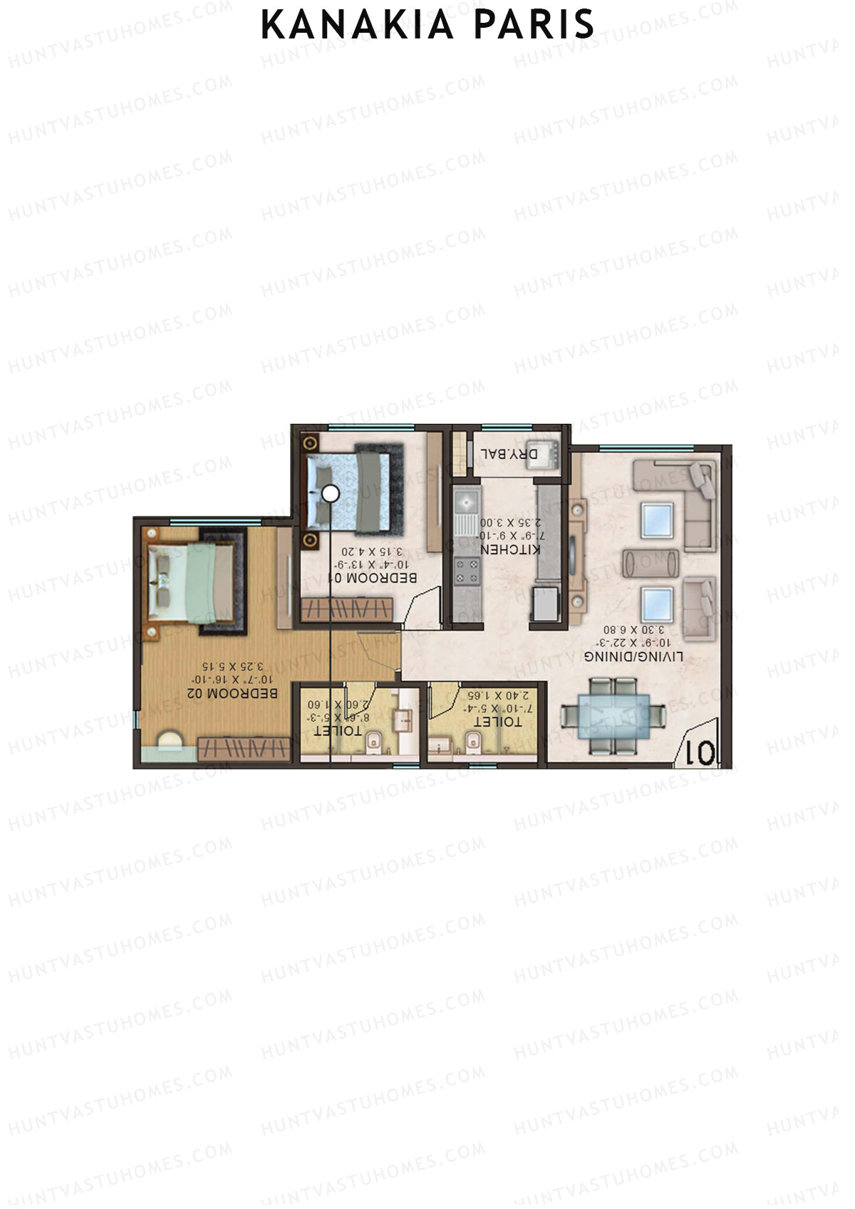 Kanakia Paris Wing B Unit 1 Floor Plan