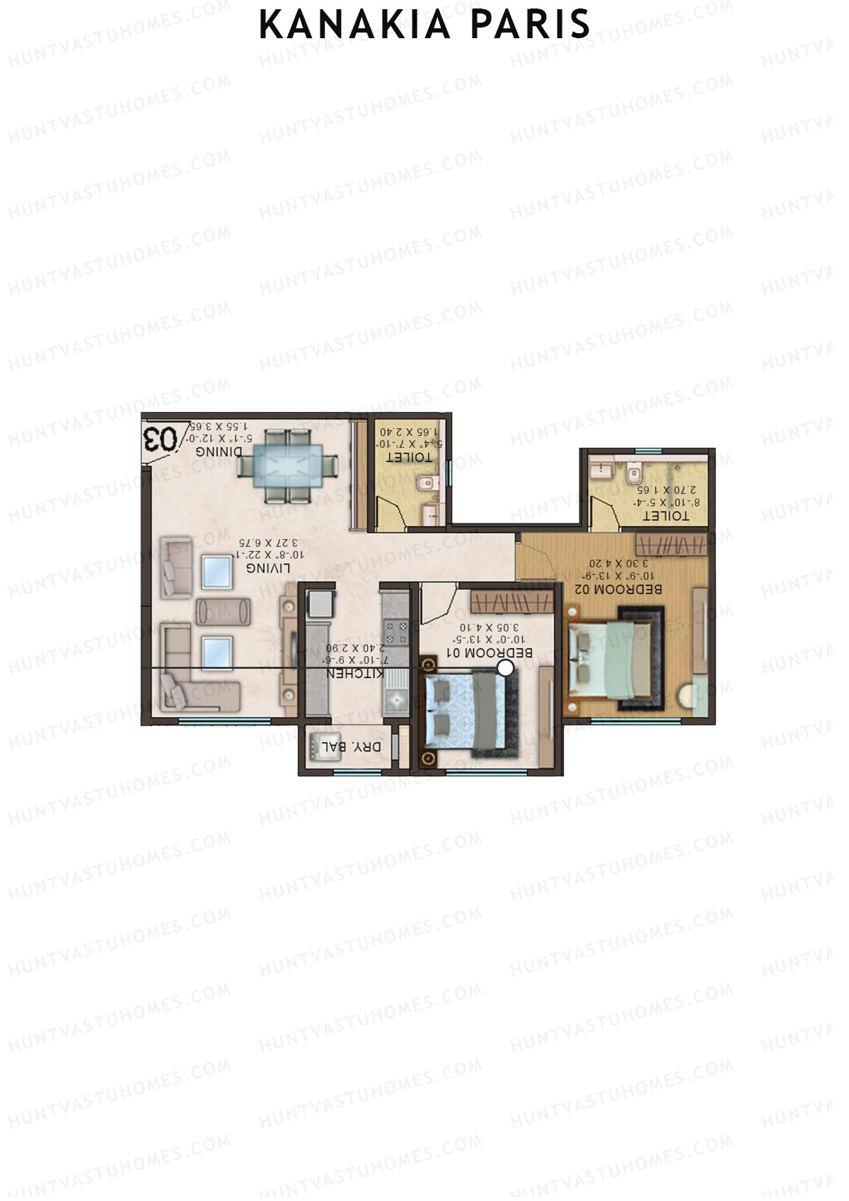 Kanakia Paris Wing B Unit 3 Floor Plan