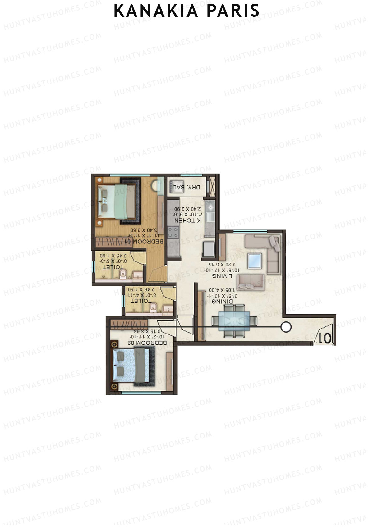 Kanakia Paris Wing D Unit 1 Floor Plan