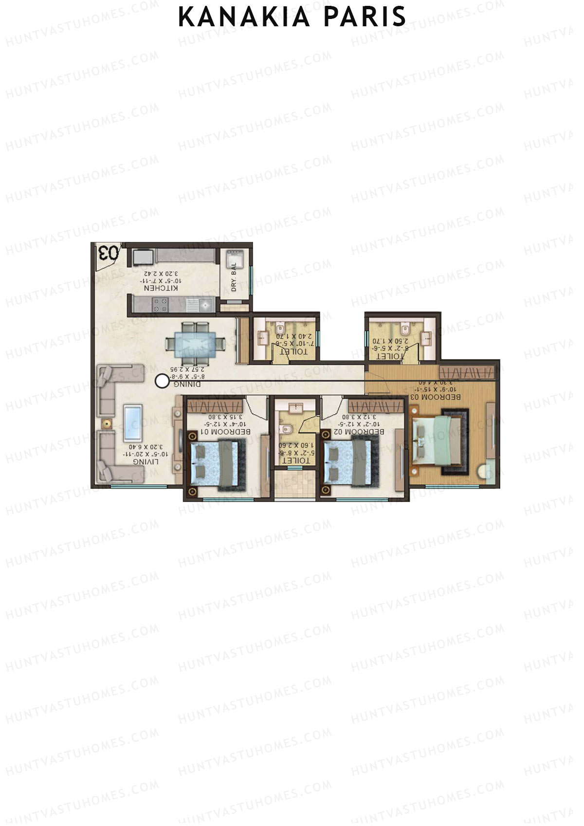 Kanakia Paris Wing G Unit 3 Floor Plan