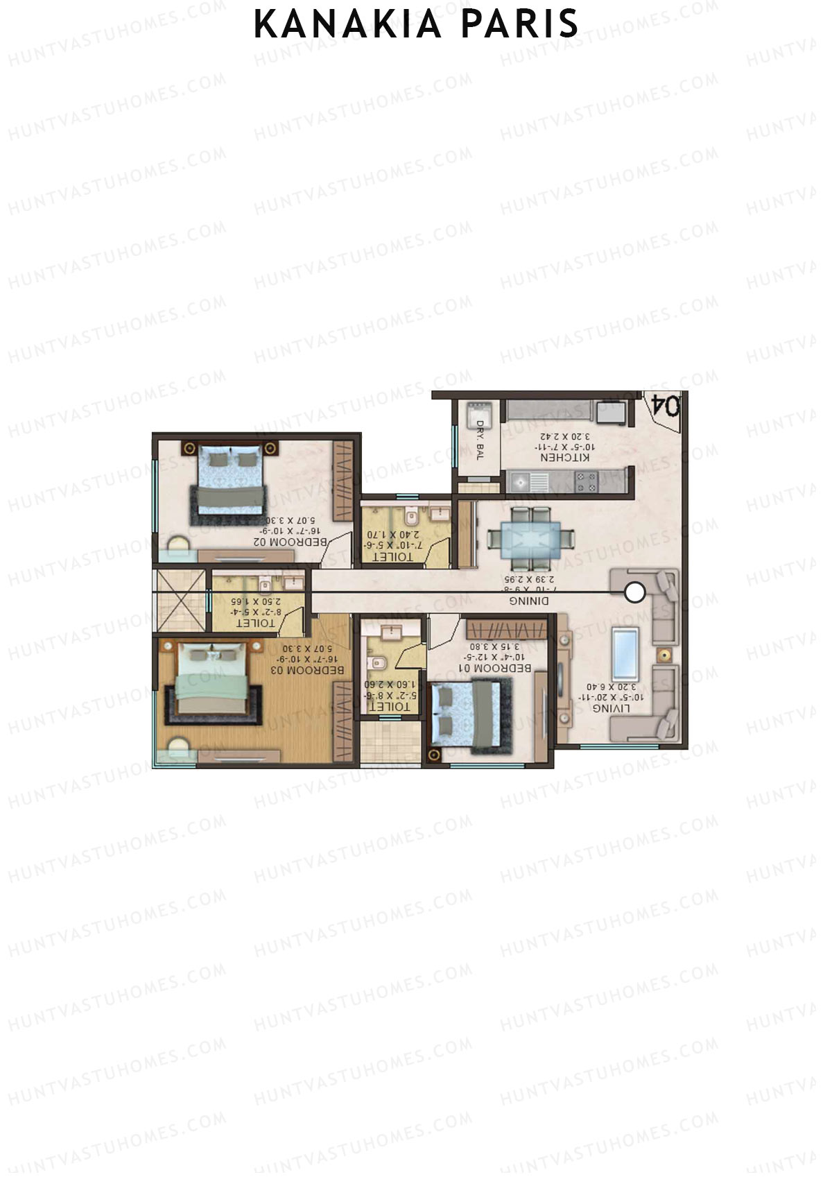 Kanakia Paris Wing G Unit 4 Floor Plan