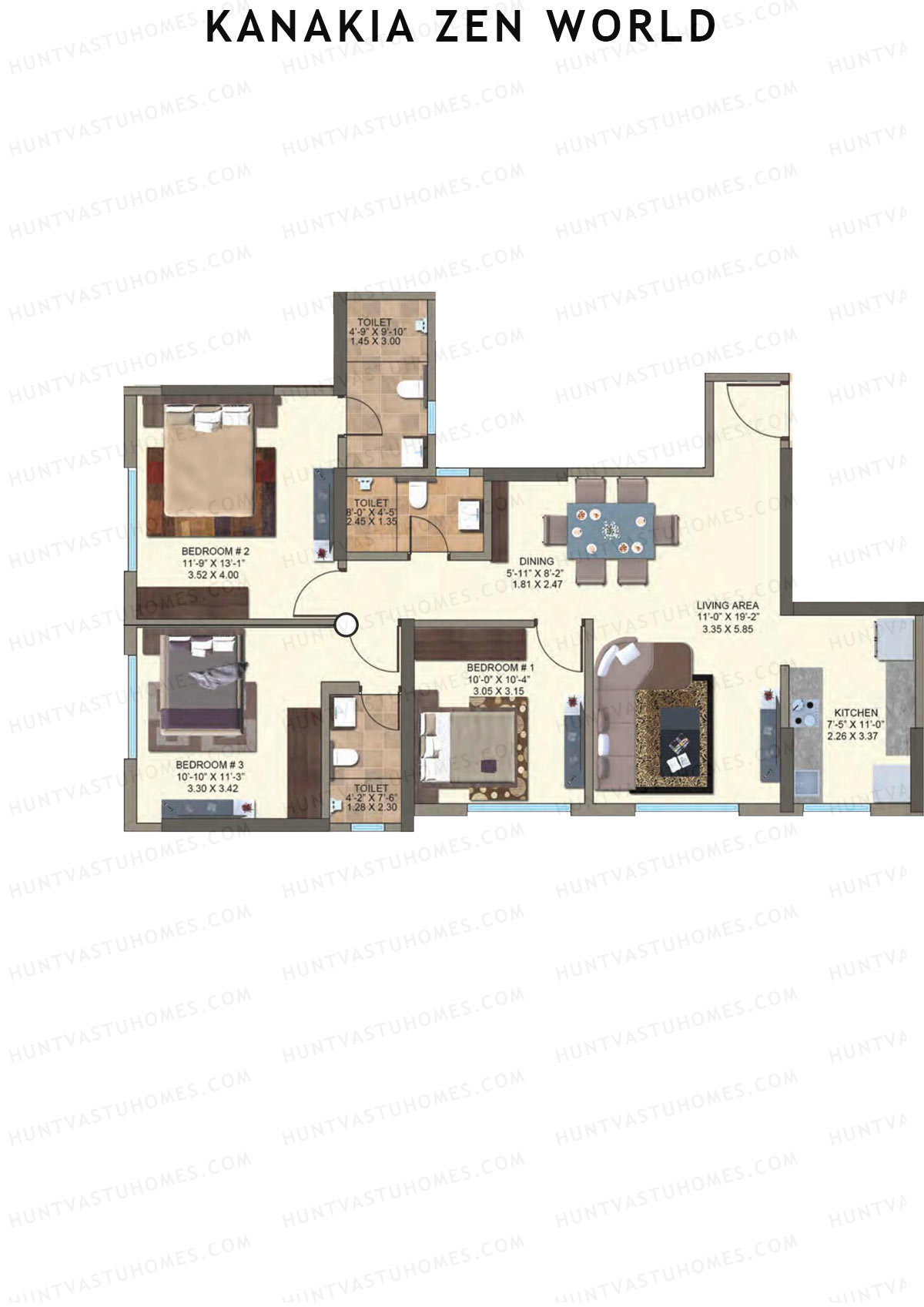 Kanakia Zen World Wing A Unit 3 Floor Plan