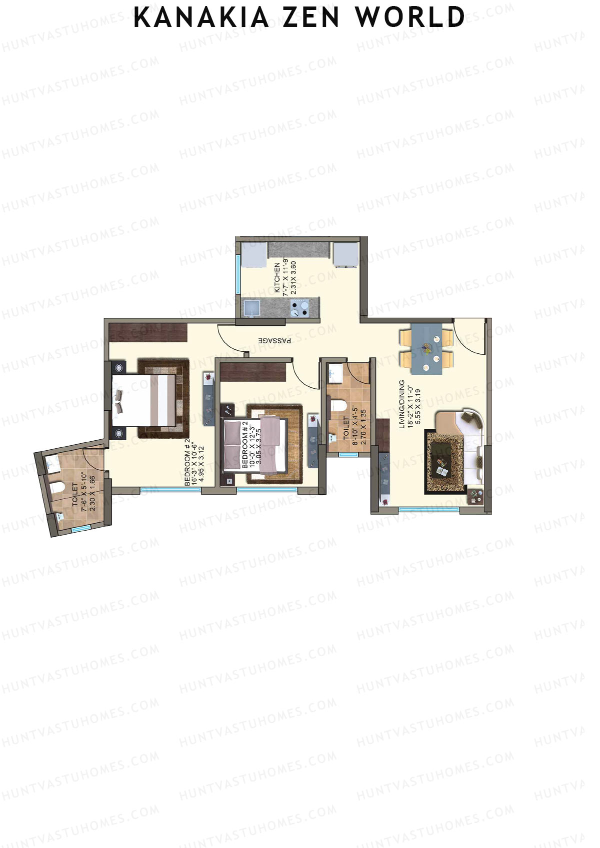 Kanakia Zen World Wing C Unit 2 Floor Plan