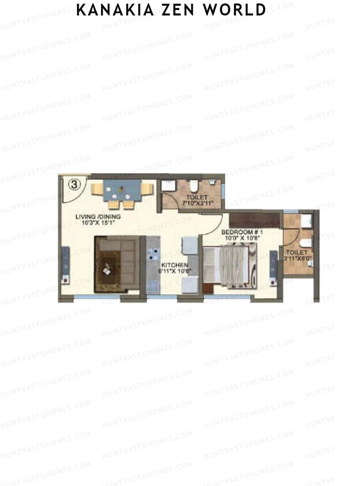 Kanakia Zen World Wing E Unit 3 Floor Plan