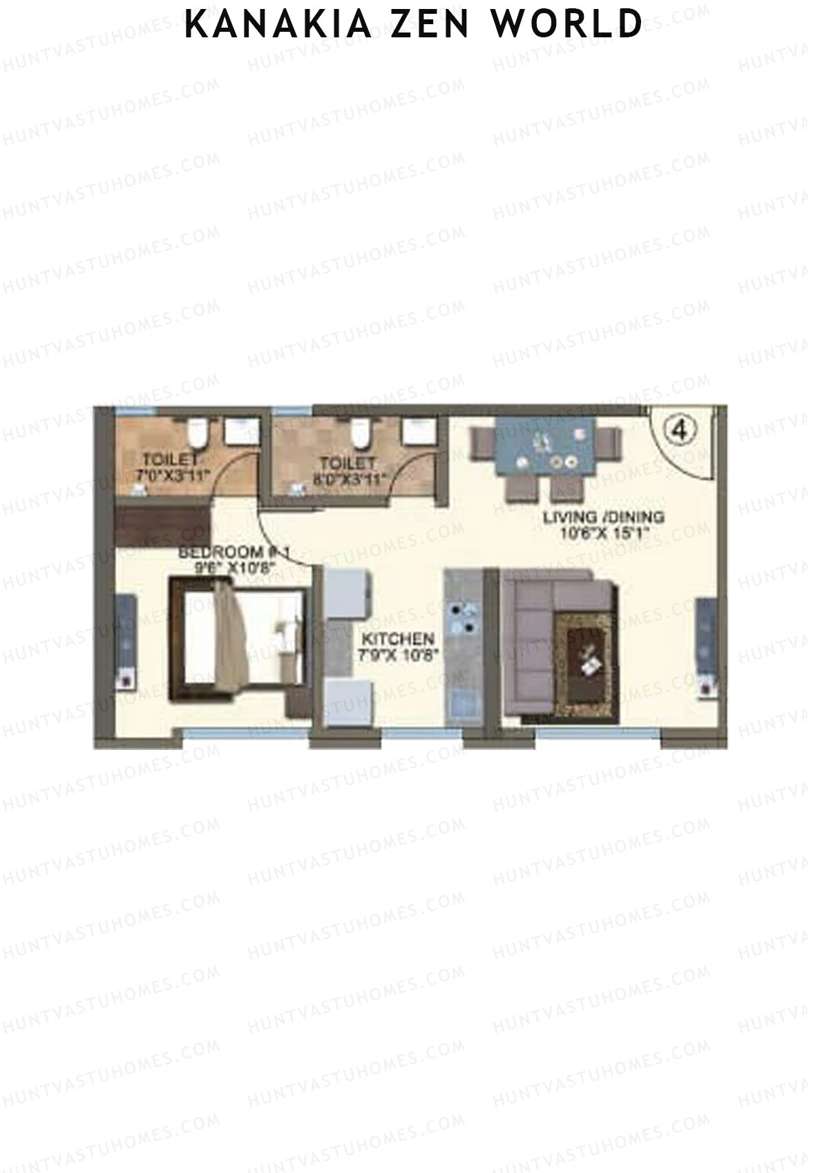 Kanakia Zen World Wing E Unit 4 Floor Plan