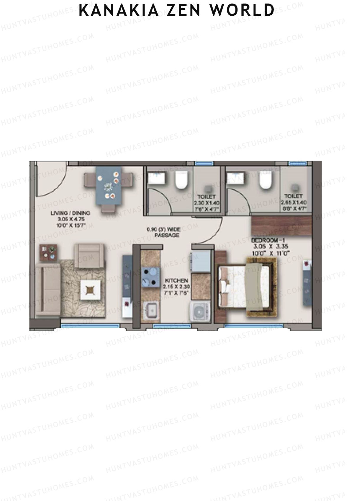 Kanakia Zen World Wing F Unit 1 Floor Plan