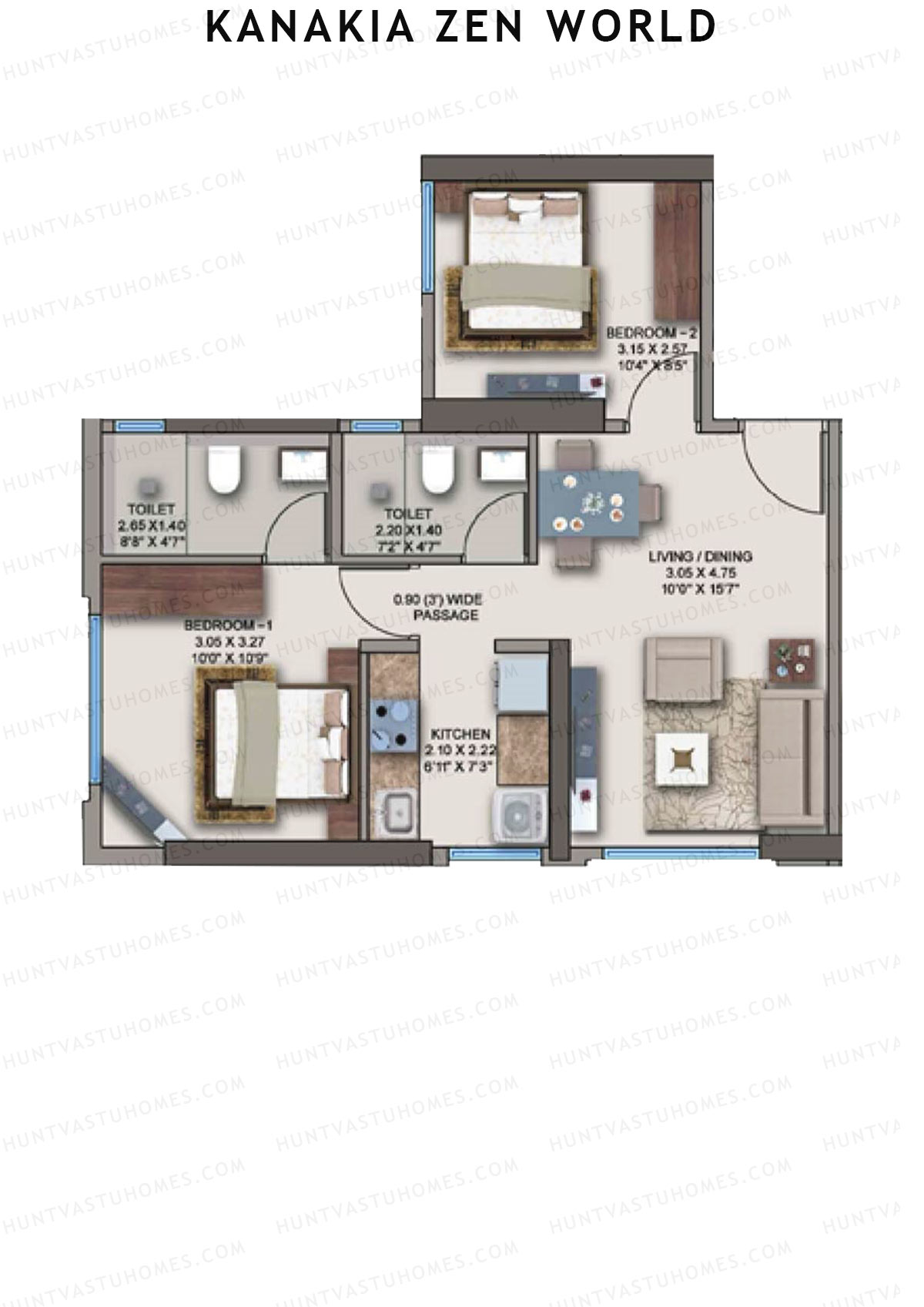 Kanakia Zen World Wing F Unit 2 Floor Plan