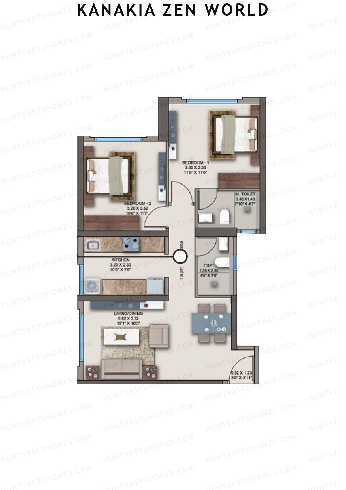 Kanakia Zen World Wing F Unit 3 Floor Plan