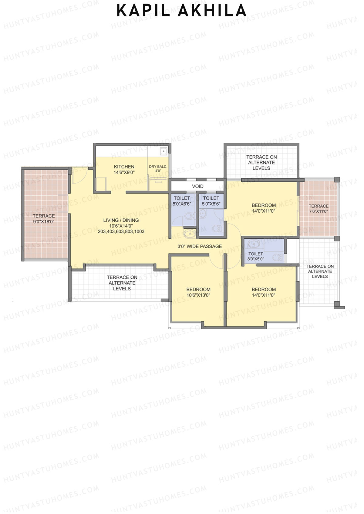 Kapil Akhila Tower A Unit 3  Floor Plan