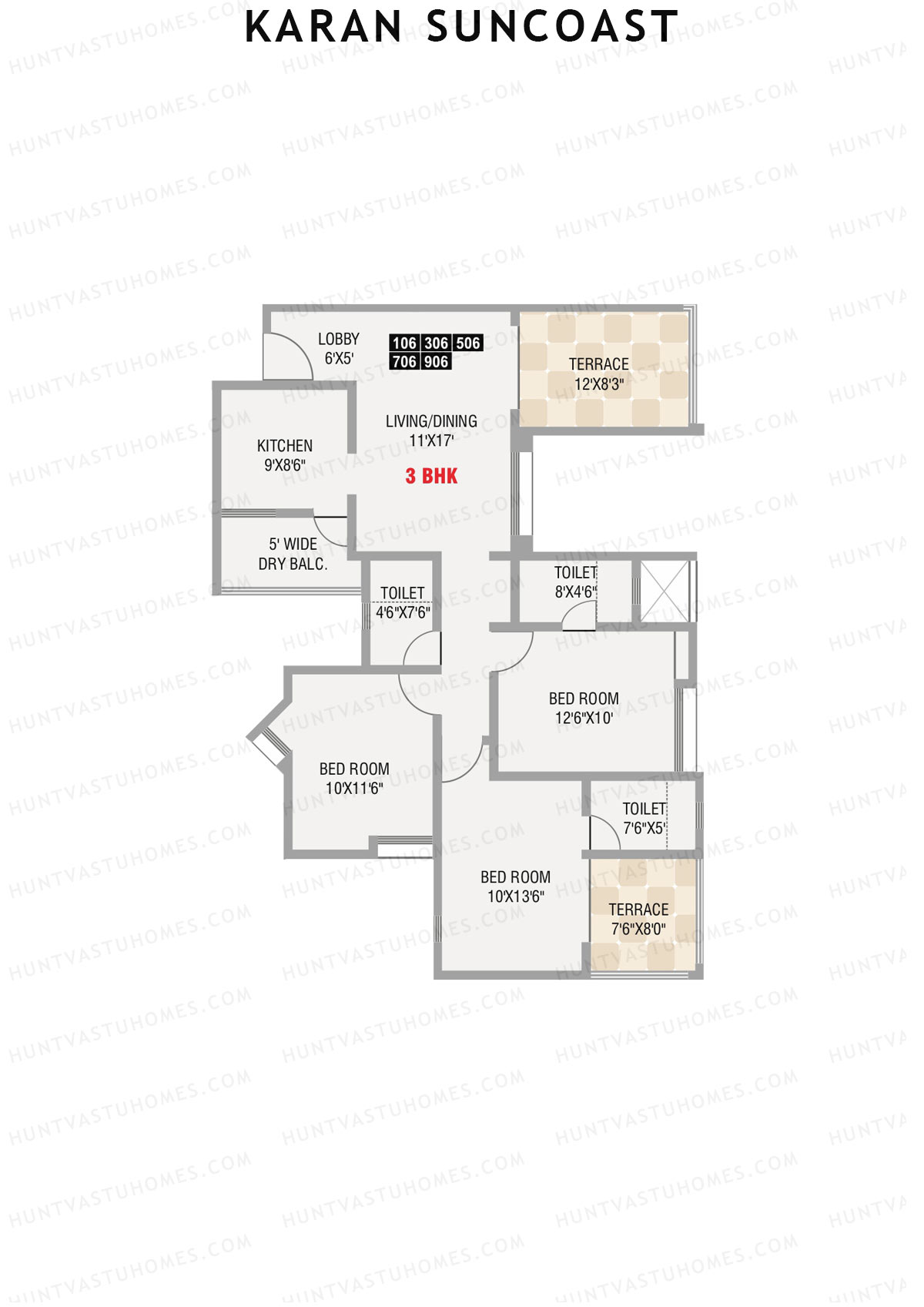 Karan Suncoast Tower A Unit 6 Floor Plan