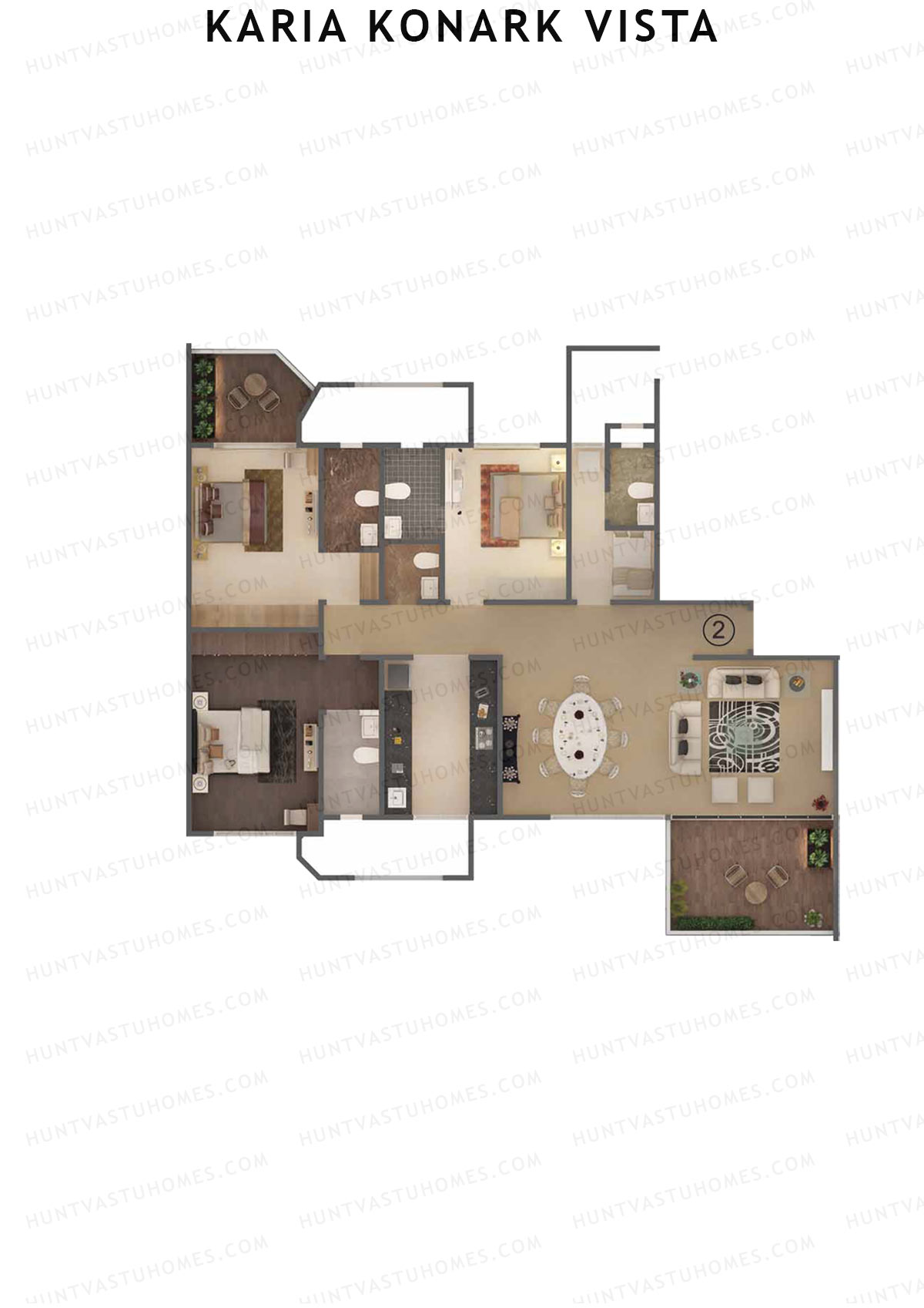 Karia Konark Vista Wing A Unit 2 Floor Plan