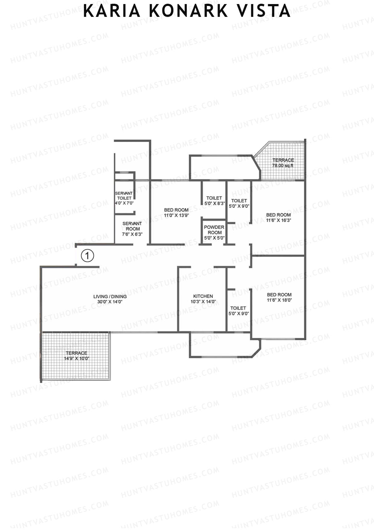 Karia Konark Vista Wing B Unit 1 Floor Plan