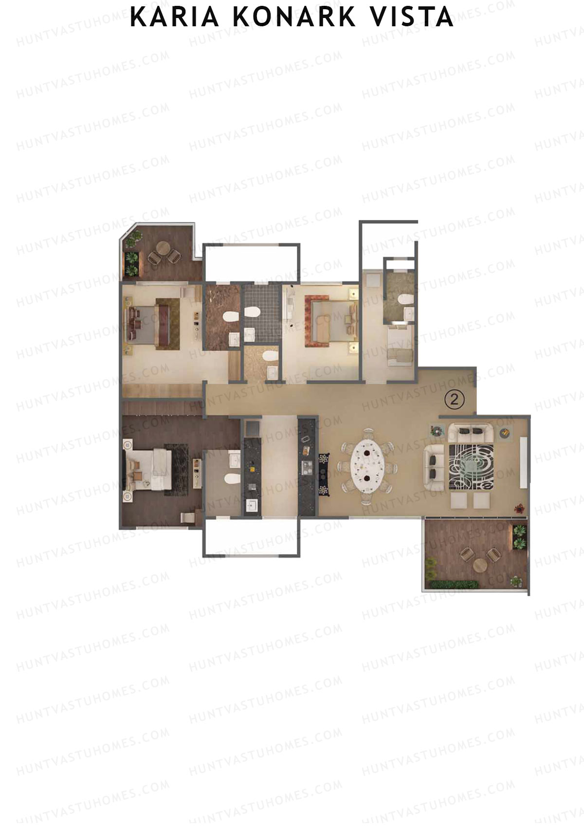 Karia Konark Vista Wing B Unit 2 Floor Plan