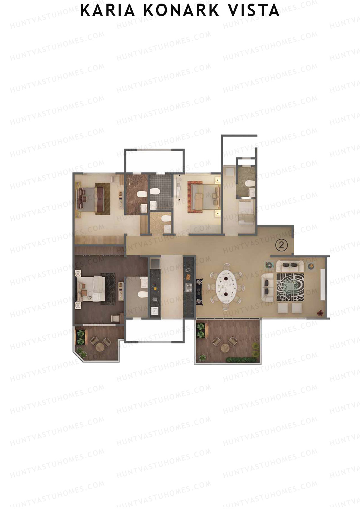 Karia Konark Vista Wing B Unit 2 Floor Plan