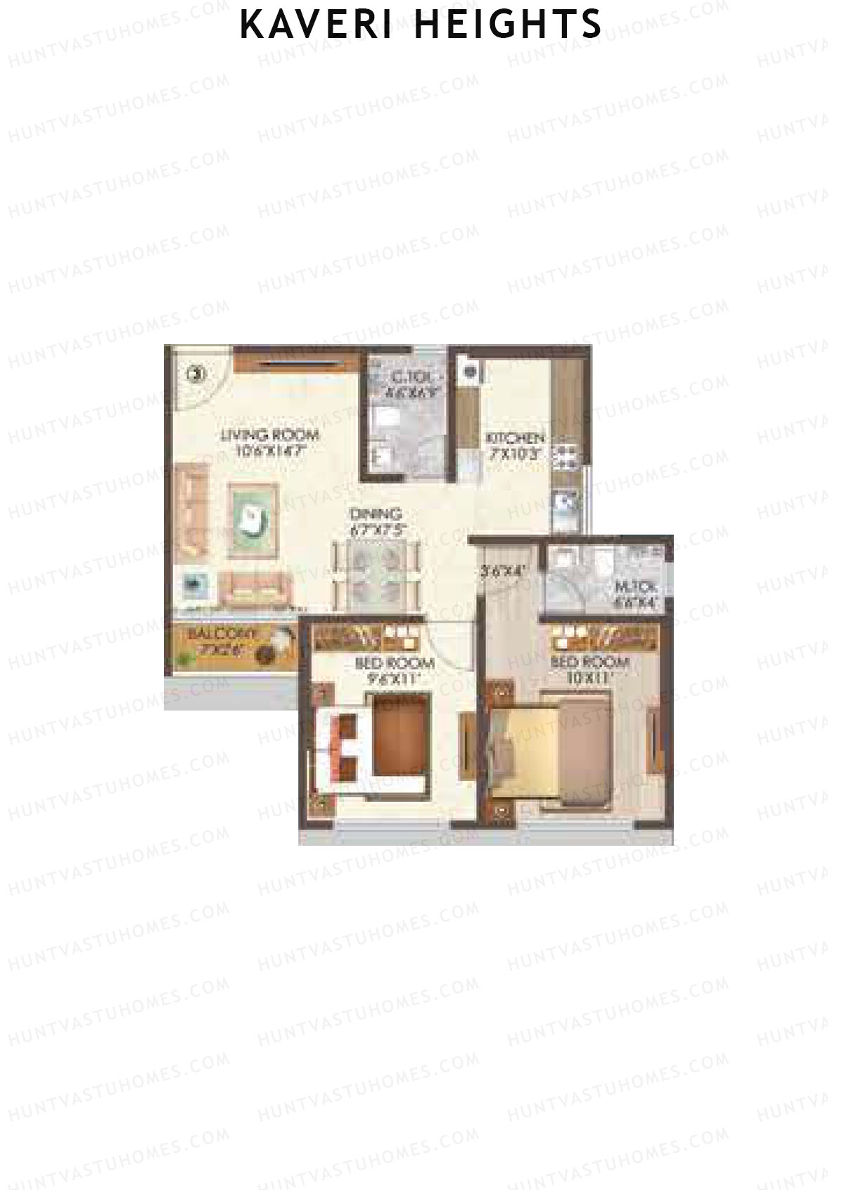 Kaveri Heights Wing A Unit 3 Floor Plan