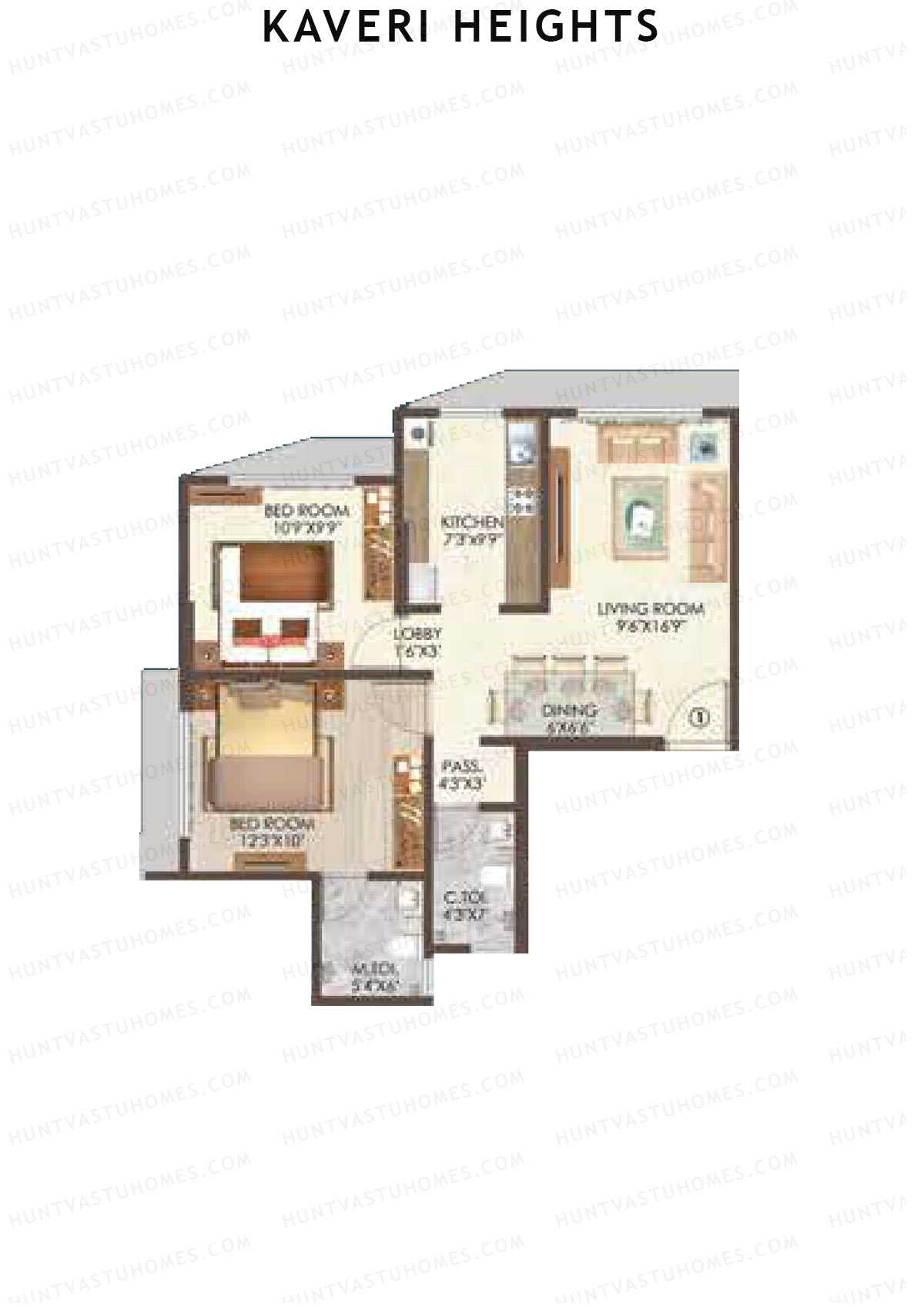 Kaveri Heights Wing B Unit 1 Floor Plan