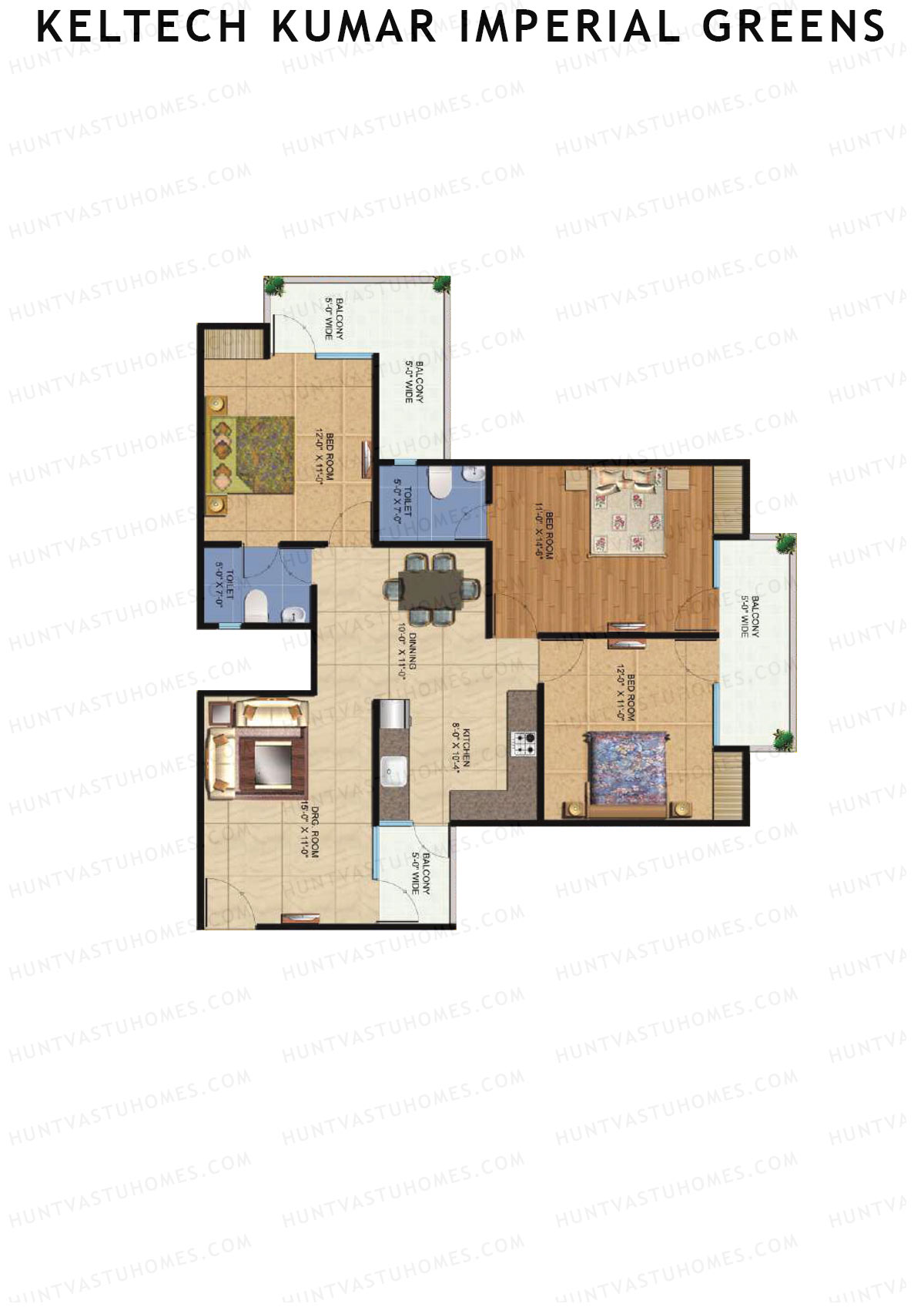 Keltech Kumar Imperial Greens Wing K1 Unit 1  Floor Plan