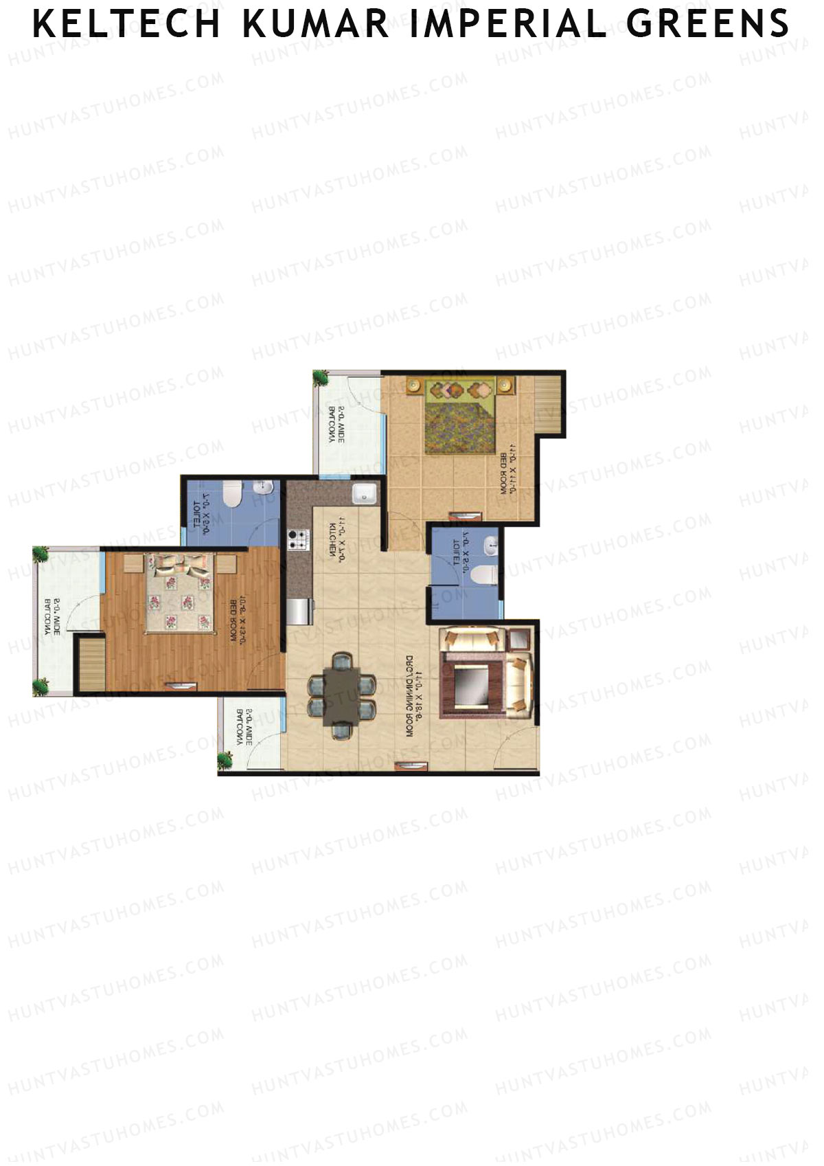 Keltech Kumar Imperial Greens Wing K1 Unit 3  Floor Plan
