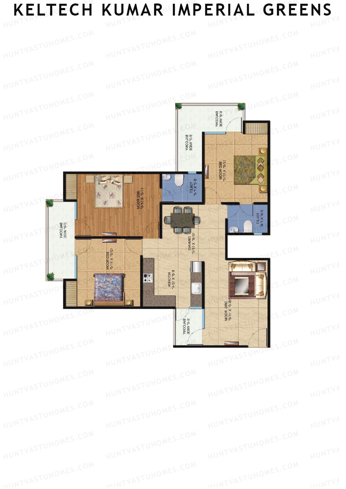 Keltech Kumar Imperial Greens Wing K1 Unit 4  Floor Plan