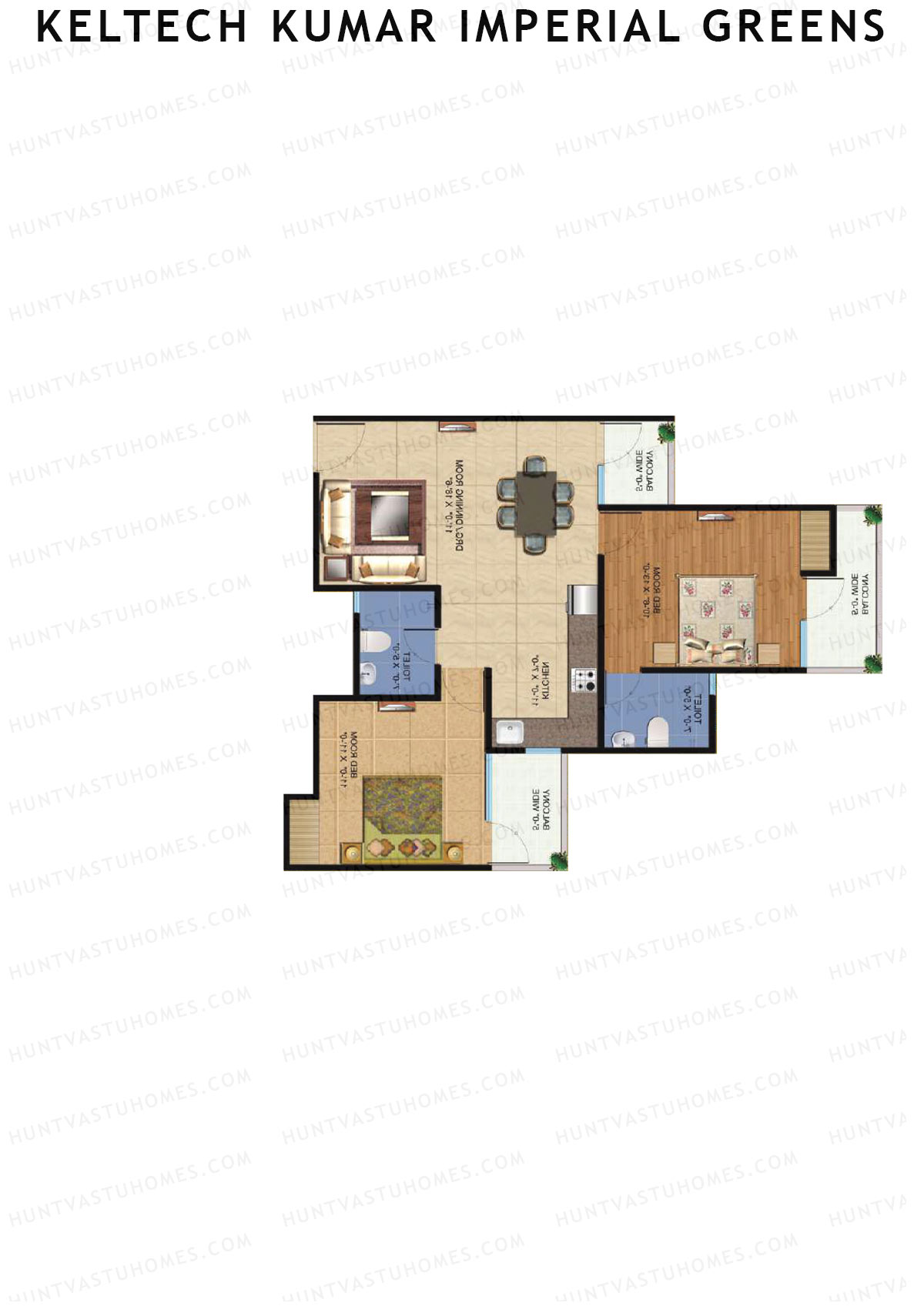 Keltech Kumar Imperial Greens Wing K2 Unit 1  Floor Plan