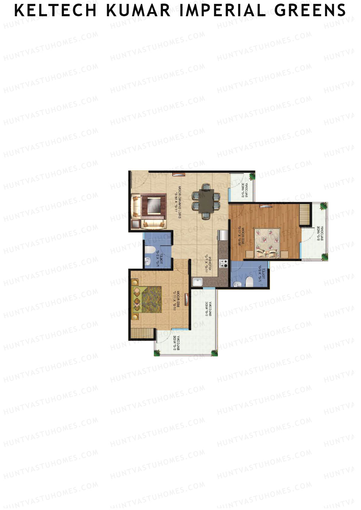 Keltech Kumar Imperial Greens Wing K2 Unit 2  Floor Plan
