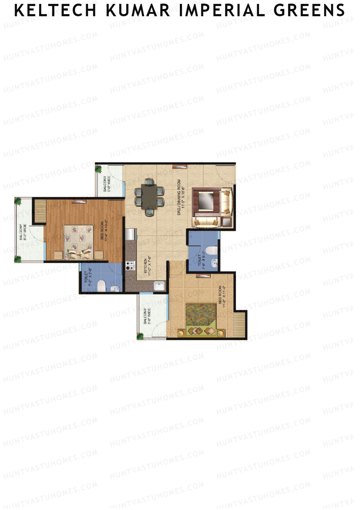 Keltech Kumar Imperial Greens Wing K2 Unit 4  Floor Plan