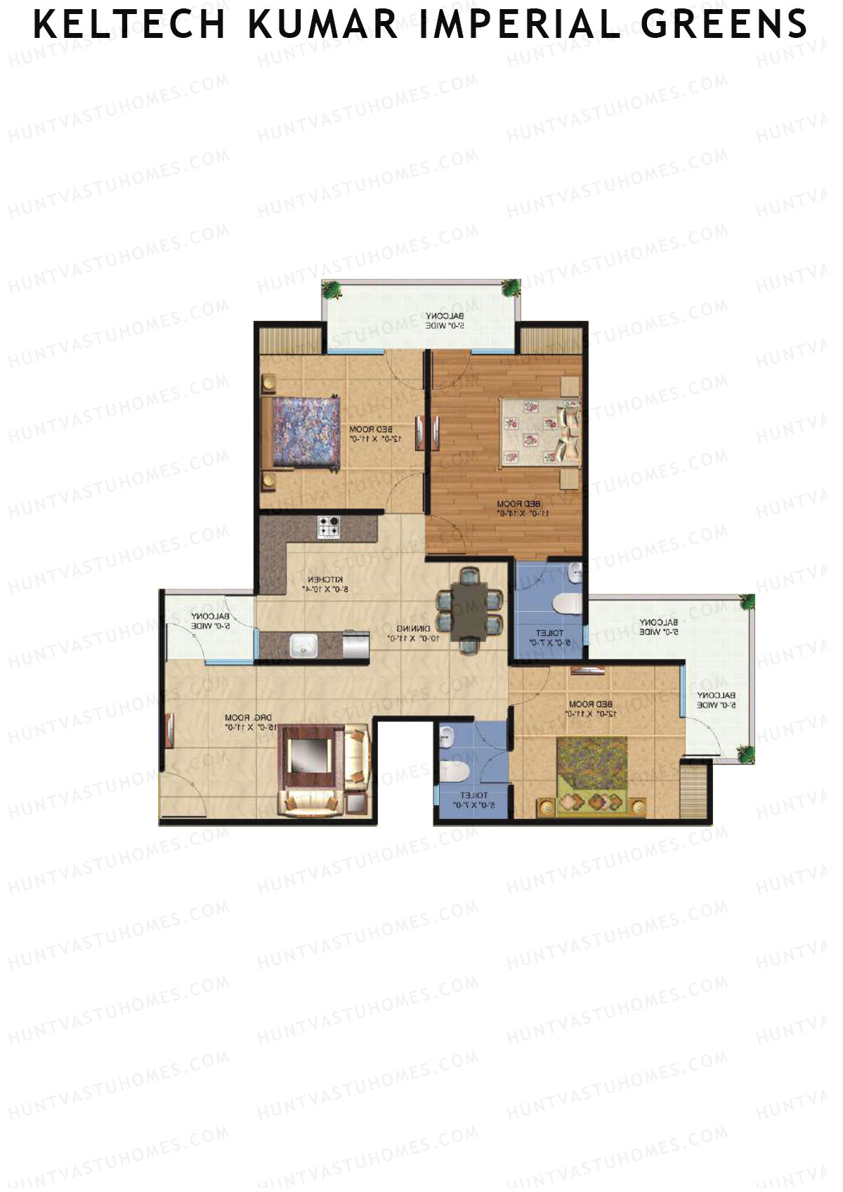 Keltech Kumar Imperial Greens Wing K3 Unit 1  Floor Plan