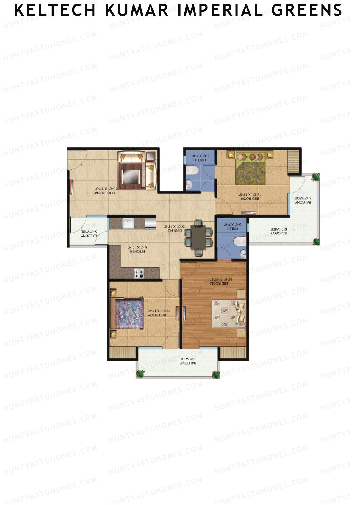 Keltech Kumar Imperial Greens Wing K3 Unit 2  Floor Plan