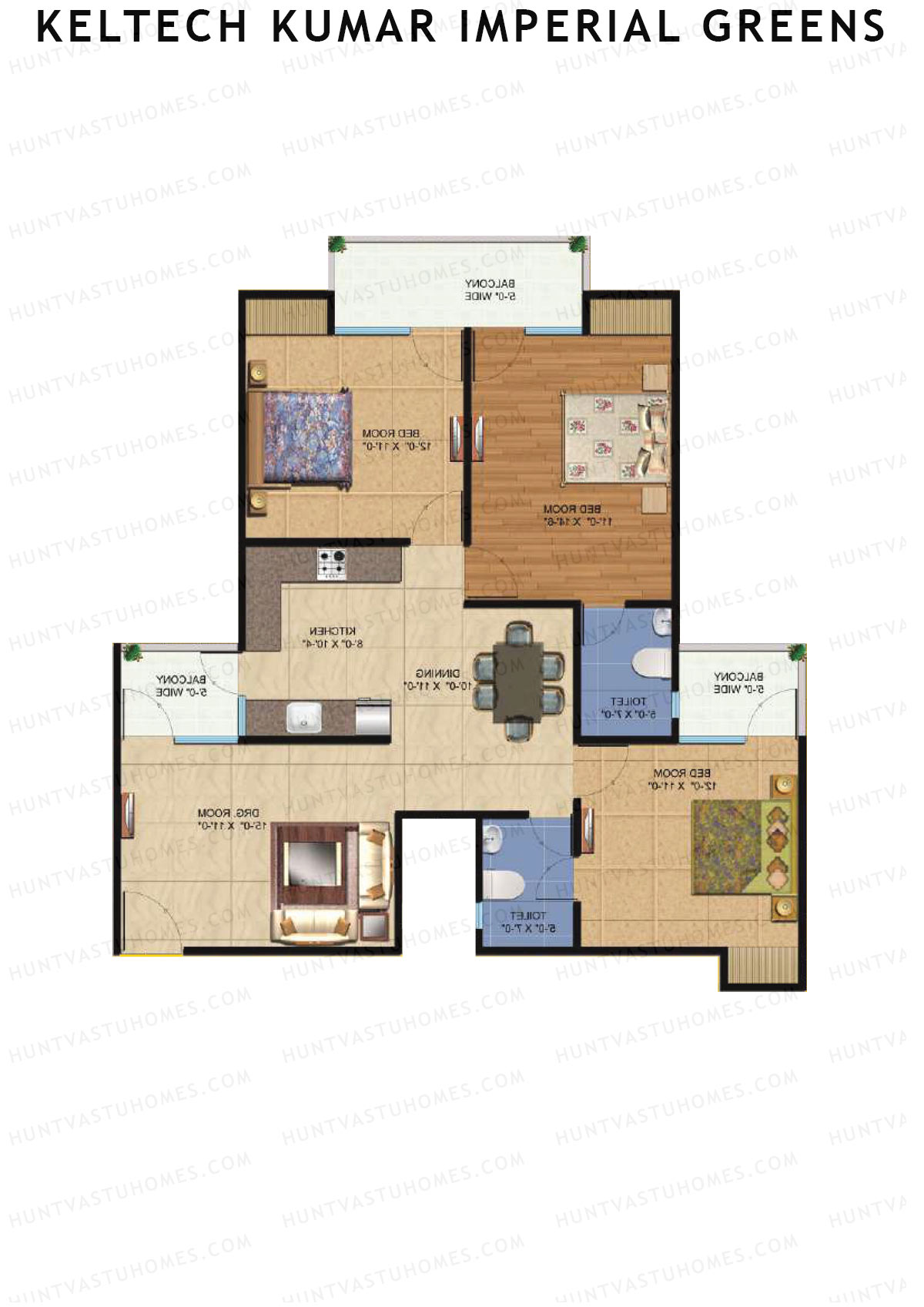 Keltech Kumar Imperial Greens Wing K3 Unit 4  Floor Plan