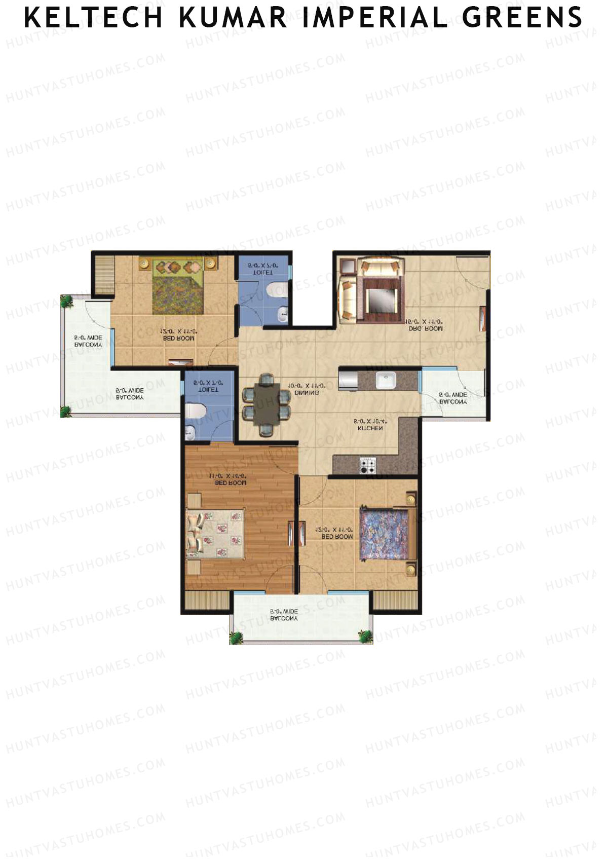 Keltech Kumar Imperial Greens Wing K4 Unit 1  Floor Plan